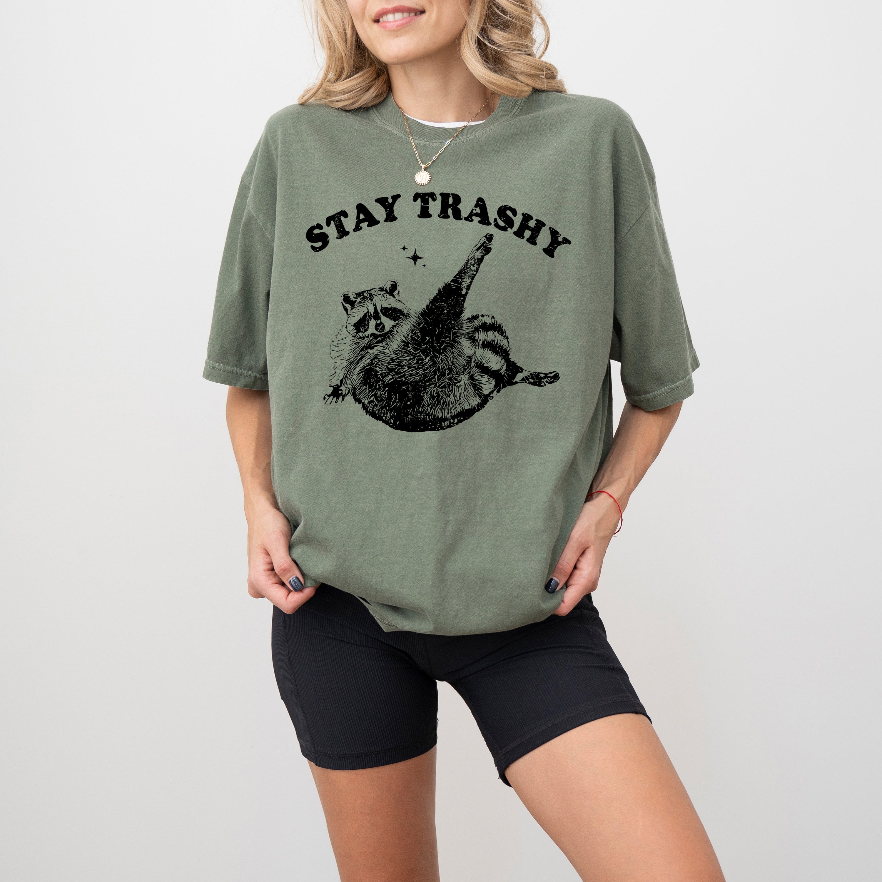 Stay Trashy Raccoon Meme Aesthetic Funny Original Artwork Edition Comfort Colors Tee