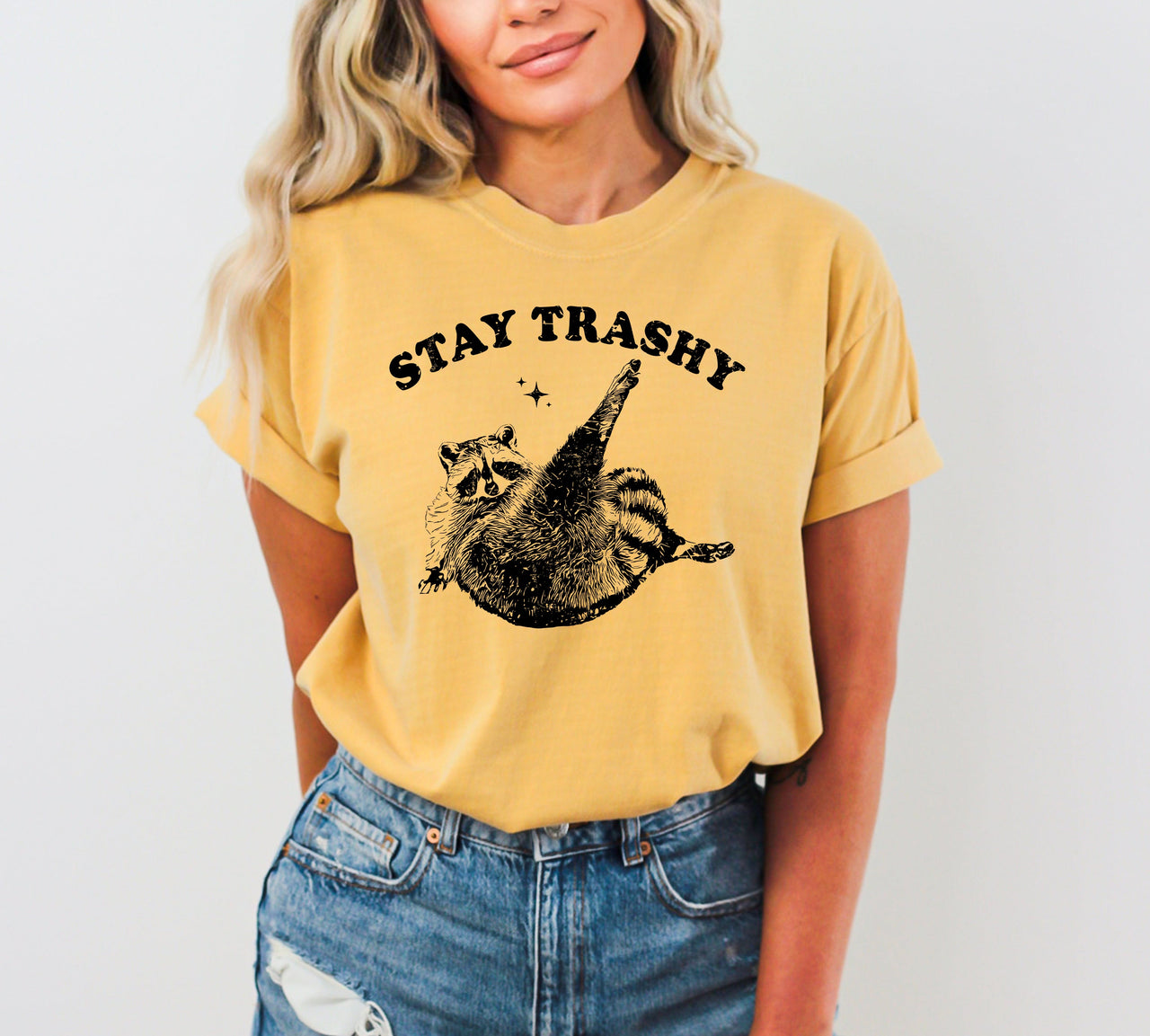 Stay Trashy Raccoon Meme Aesthetic Funny Original Artwork Edition Comfort Colors Tee