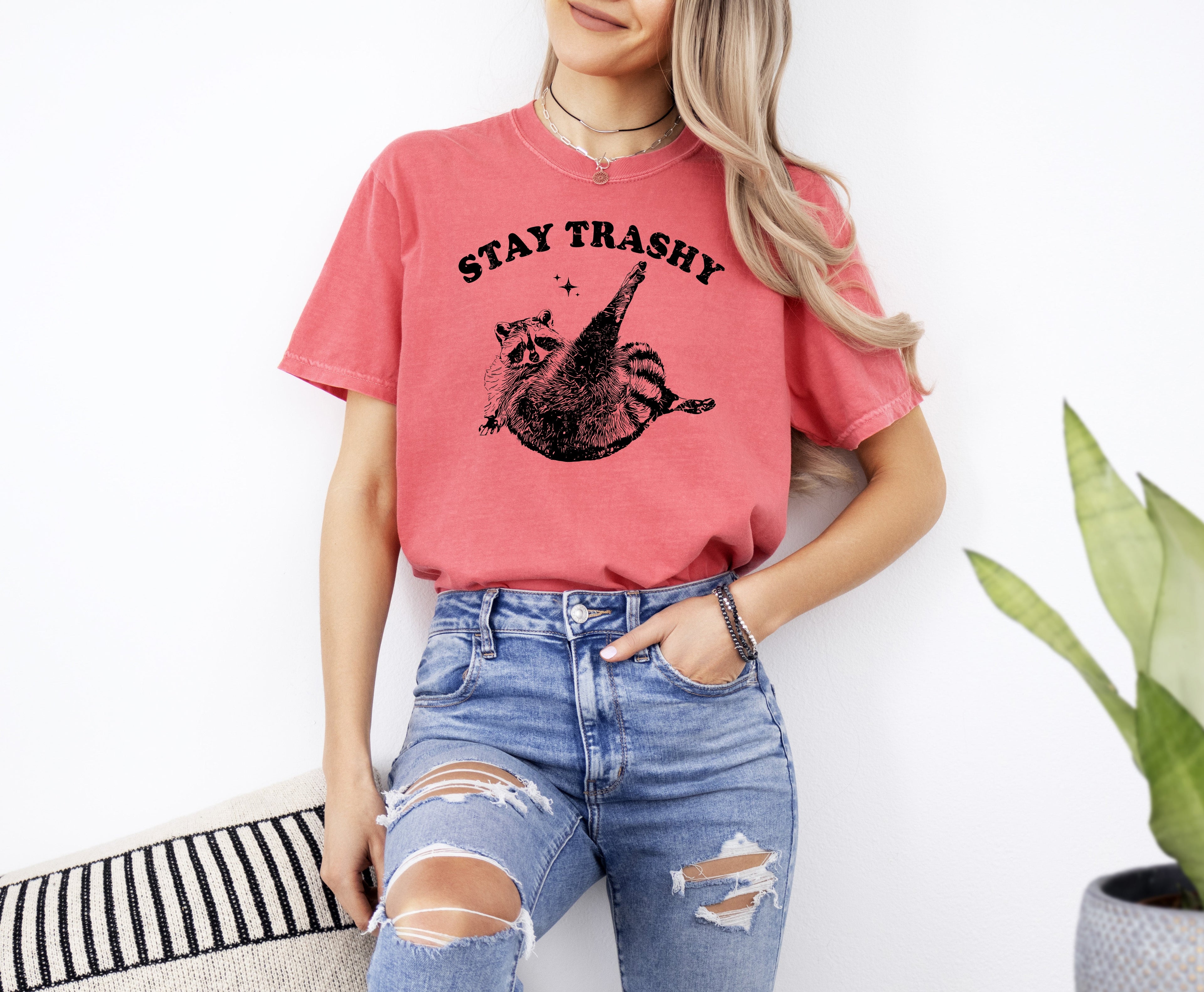 Stay Trashy Raccoon Meme Aesthetic Funny Original Artwork Edition Comfort Colors Tee