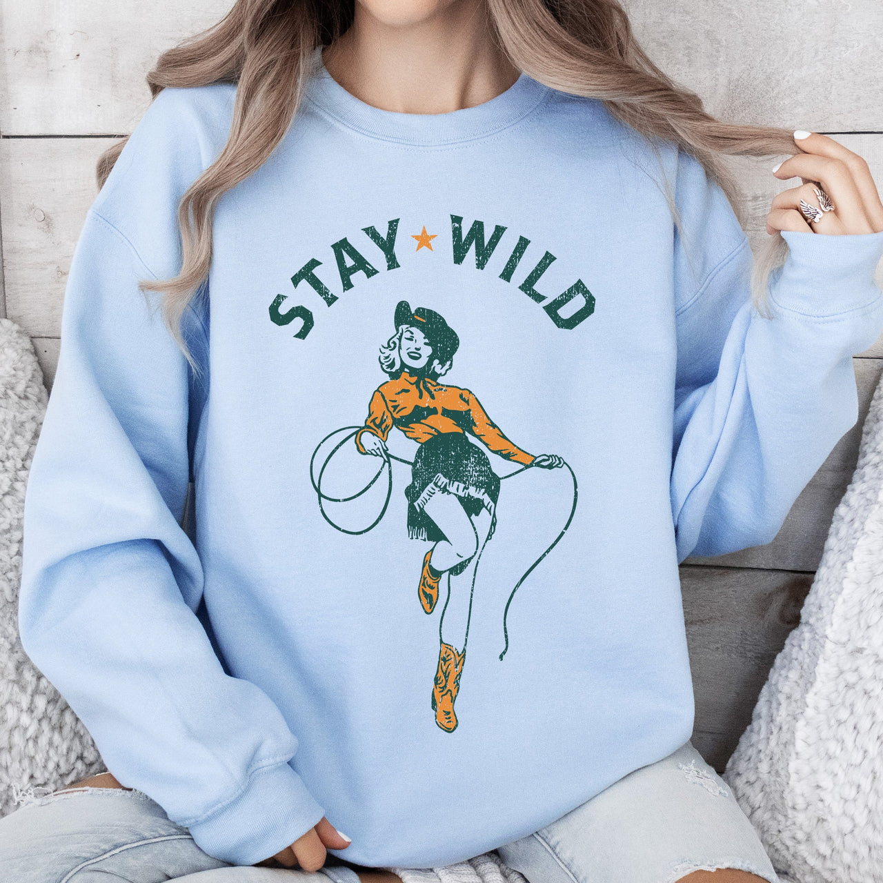 Stay Wild Cowgirl Western Country Cowboy Featuring Classic Western Style Graphic Sweatshirt