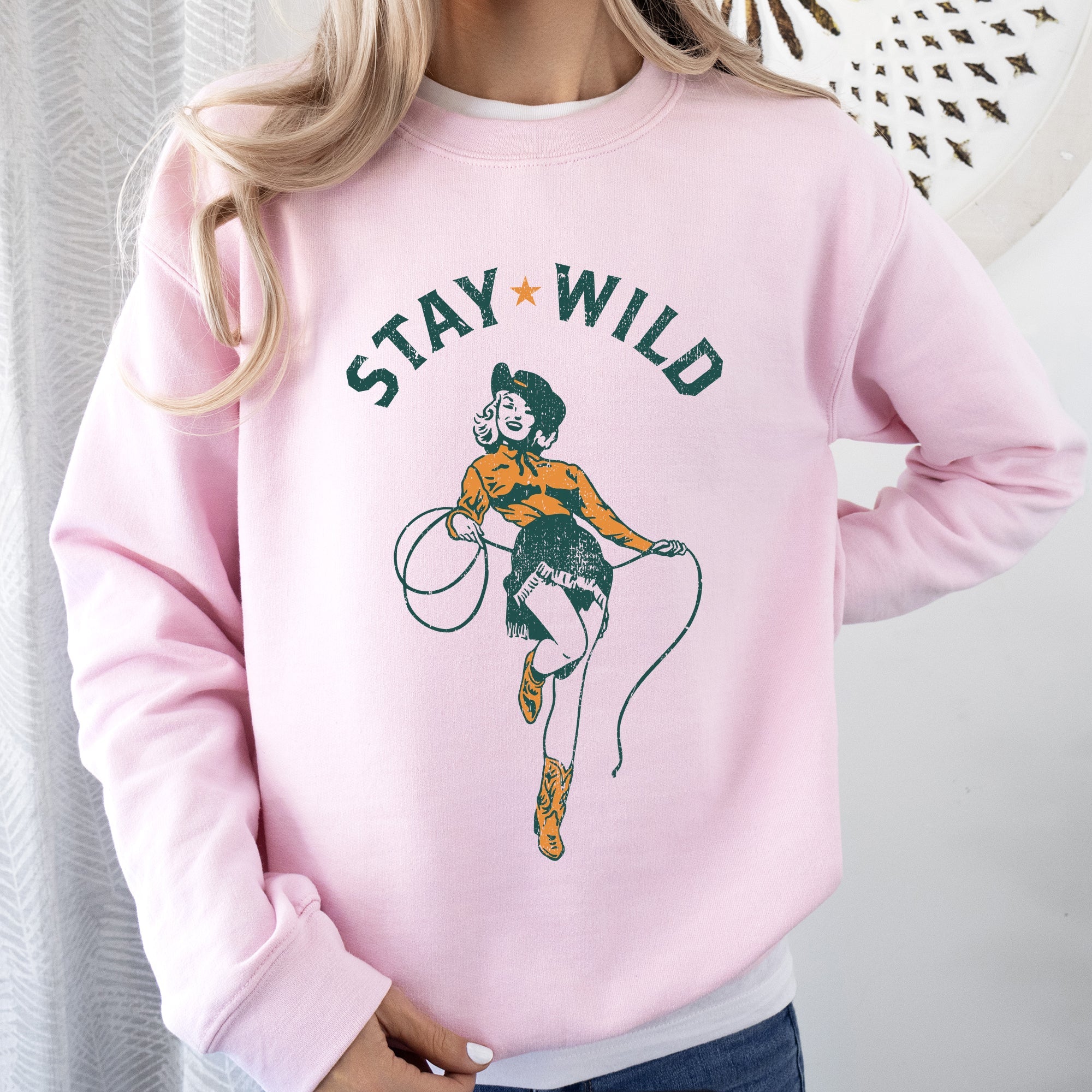 Stay Wild Cowgirl Western Country Cowboy Featuring Classic Western Style Graphic Sweatshirt