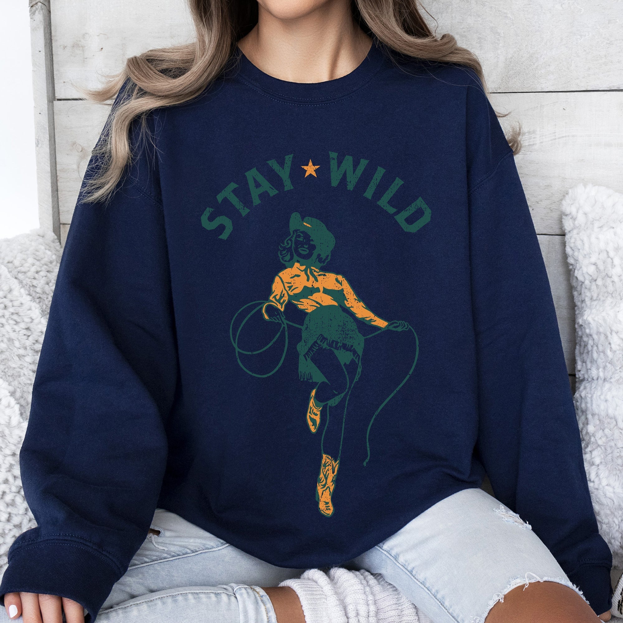 Stay Wild Cowgirl Western Country Cowboy Featuring Classic Western Style Graphic Sweatshirt
