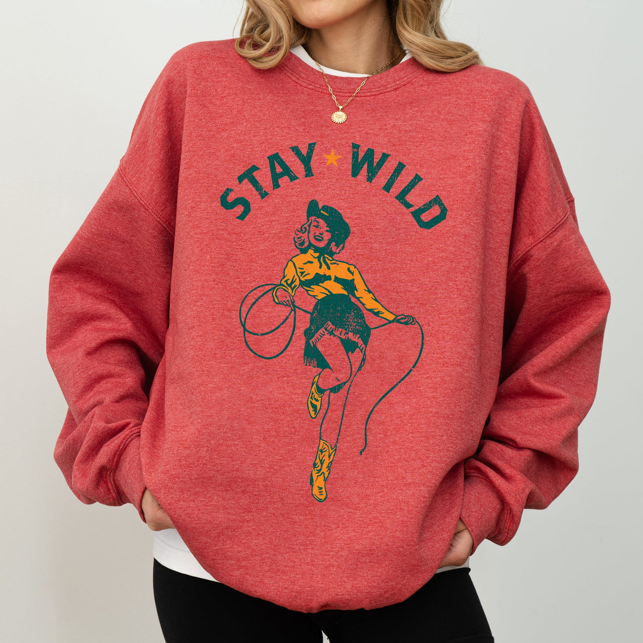 Stay Wild Cowgirl Western Country Cowboy Featuring Classic Western Style Graphic Sweatshirt