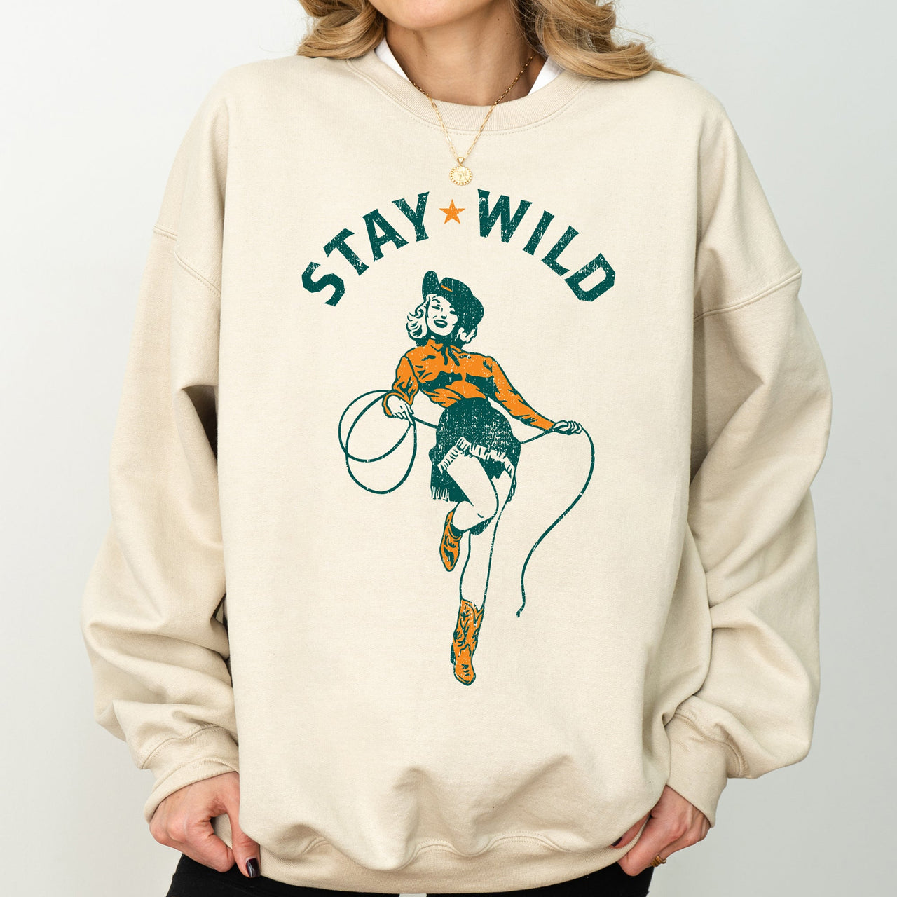 Stay Wild Cowgirl Western Country Cowboy Featuring Classic Western Style Graphic Sweatshirt