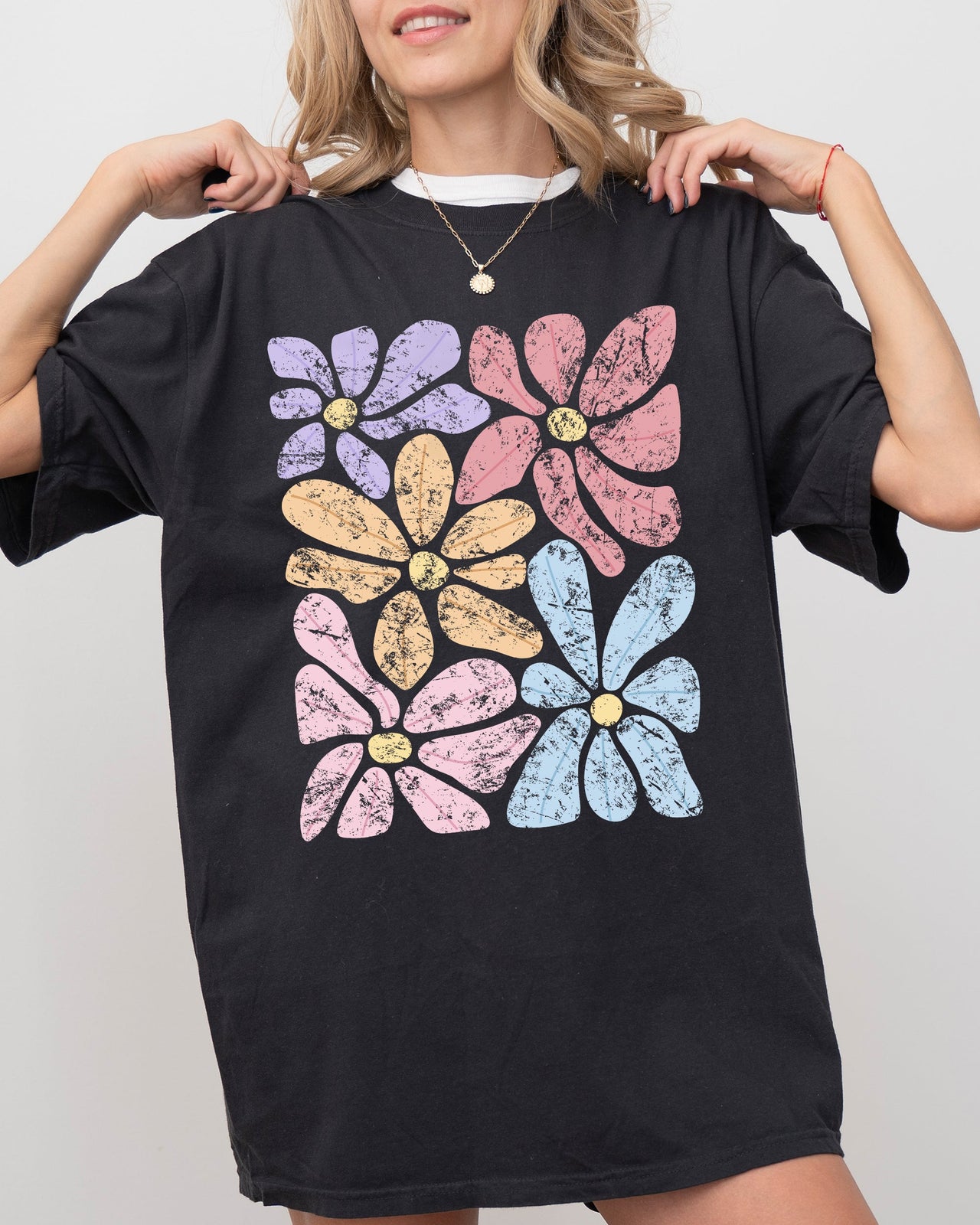 Striking Abstract Flowers Boho Floral Design With Summer Vibes Nature Gardening Festival Comfort Colors Tee