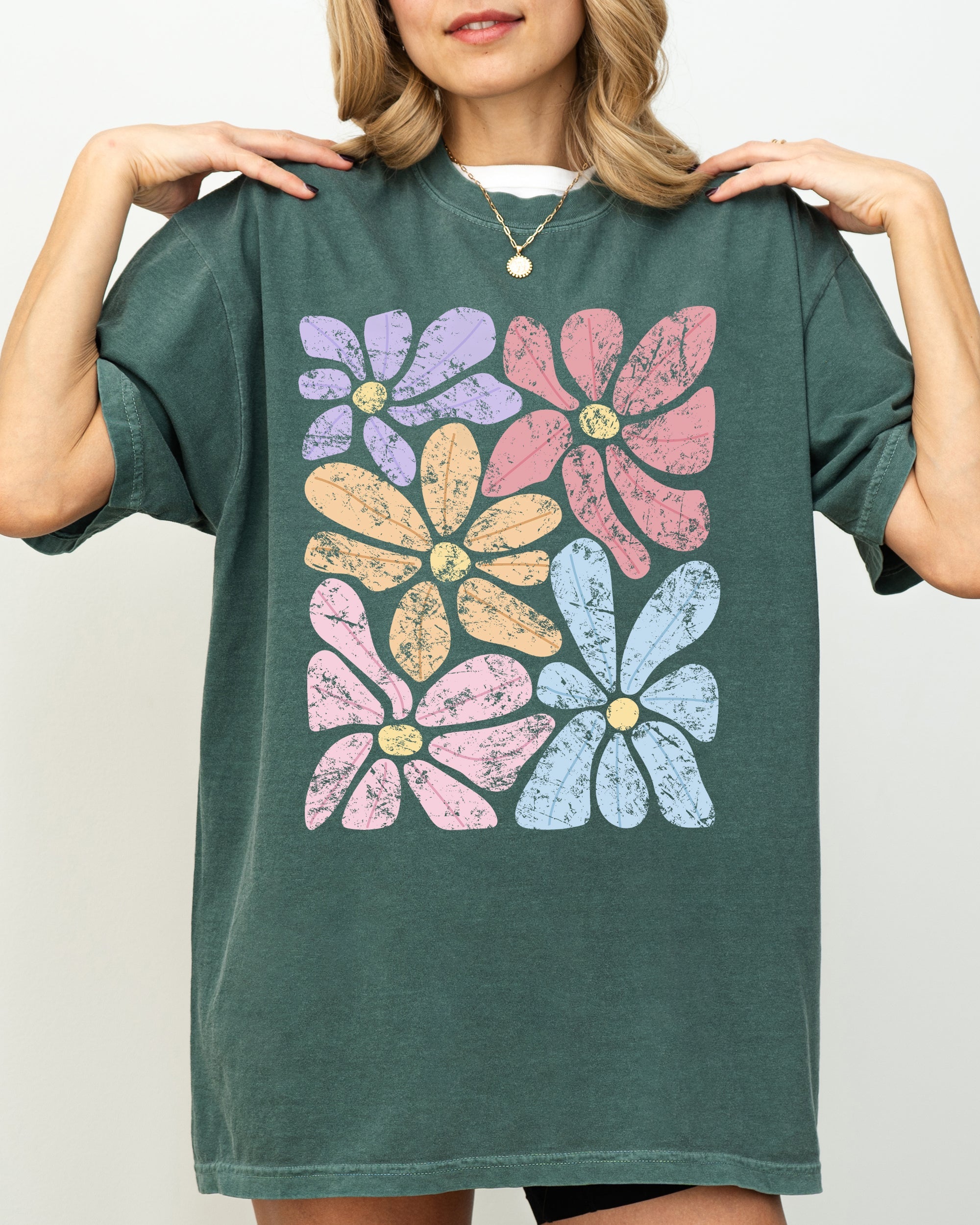 Striking Abstract Flowers Boho Floral Design With Summer Vibes Nature Gardening Festival Comfort Colors Tee