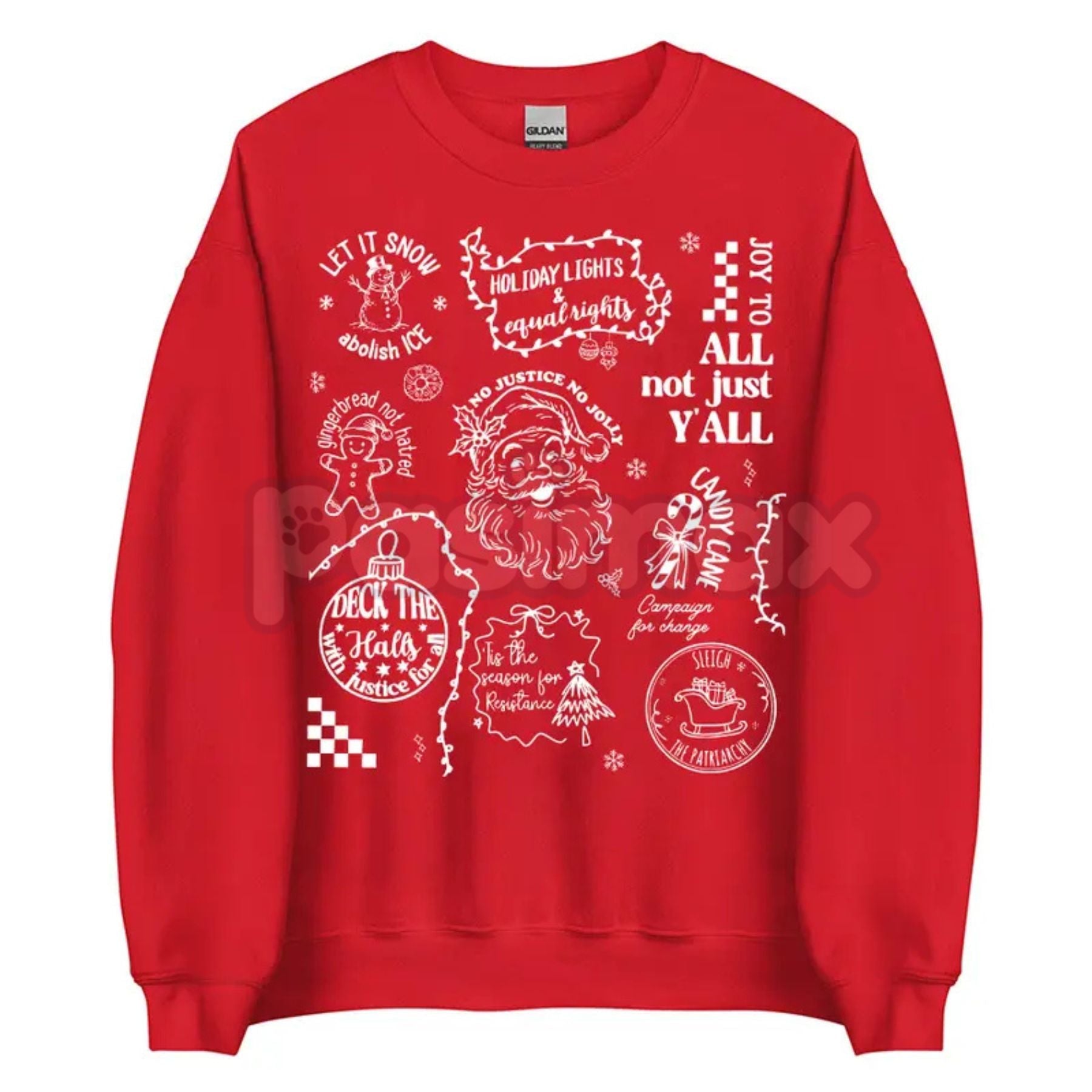 Subtle Message Doodle Christmas Liberal Values Sweatshirt | Social Justice Holiday Shirt | Progressive Statement Crewneck