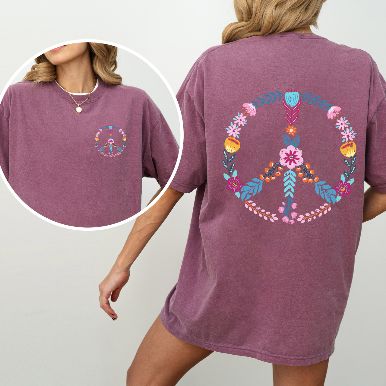 Summer Peace Floral Beachside Vibes With Positive Energy And Sunny Day Dreams Comfort Colors Tee