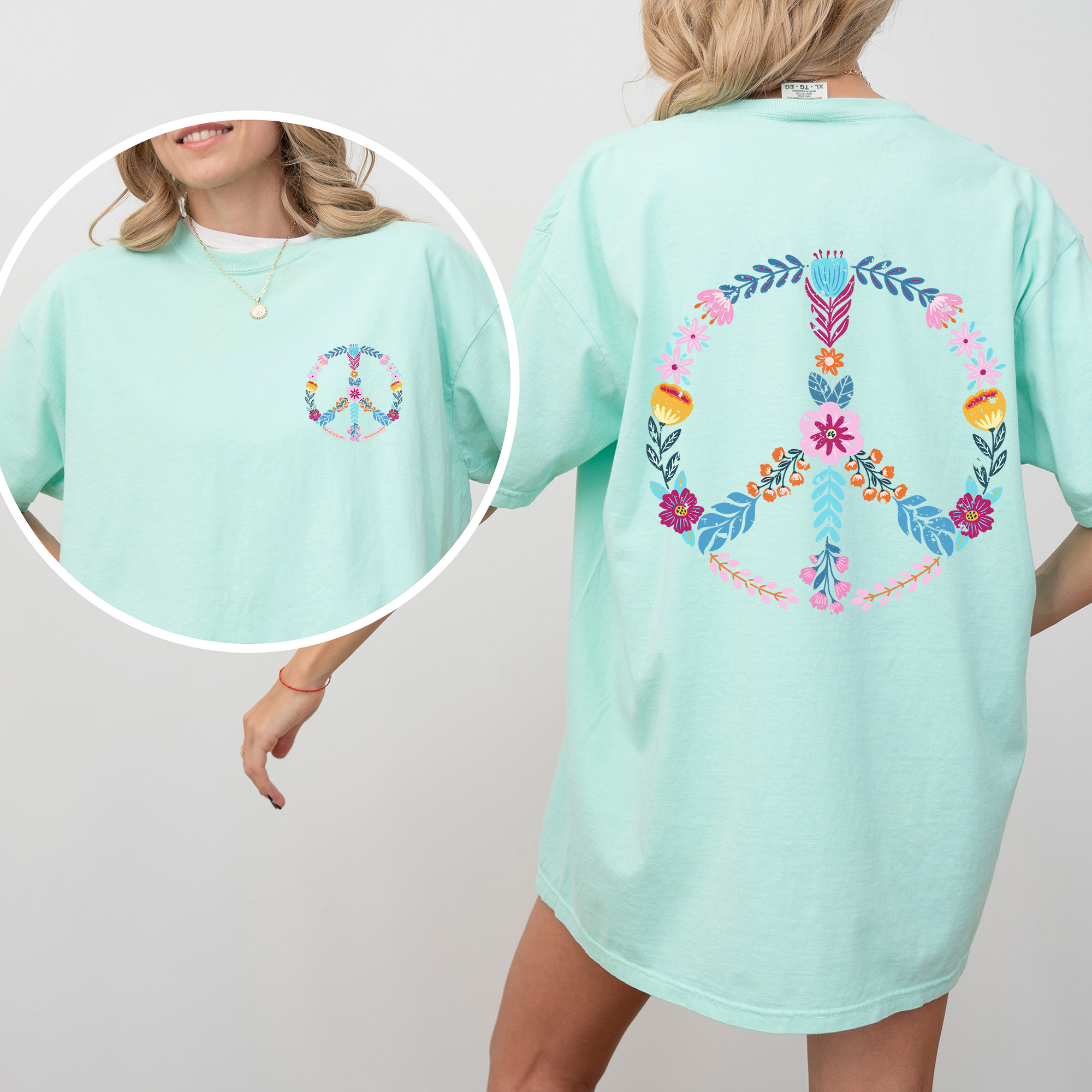 Summer Peace Floral Beachside Vibes With Positive Energy And Sunny Day Dreams Comfort Colors Tee