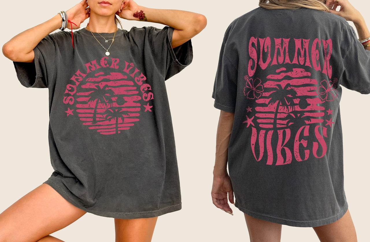 Summer Vibes Beach Fun Palm Tree Hot Girl Summer Comfort Colors Tee