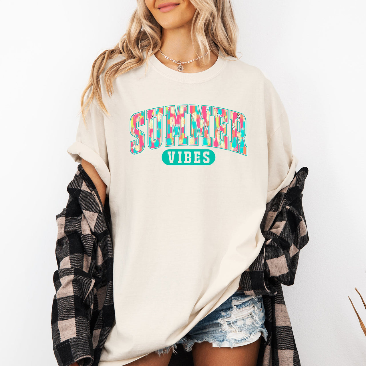 Summer Vibes Varsity Retro Beach Lifestyle Collection For Sunny Days Comfort Colors Tee