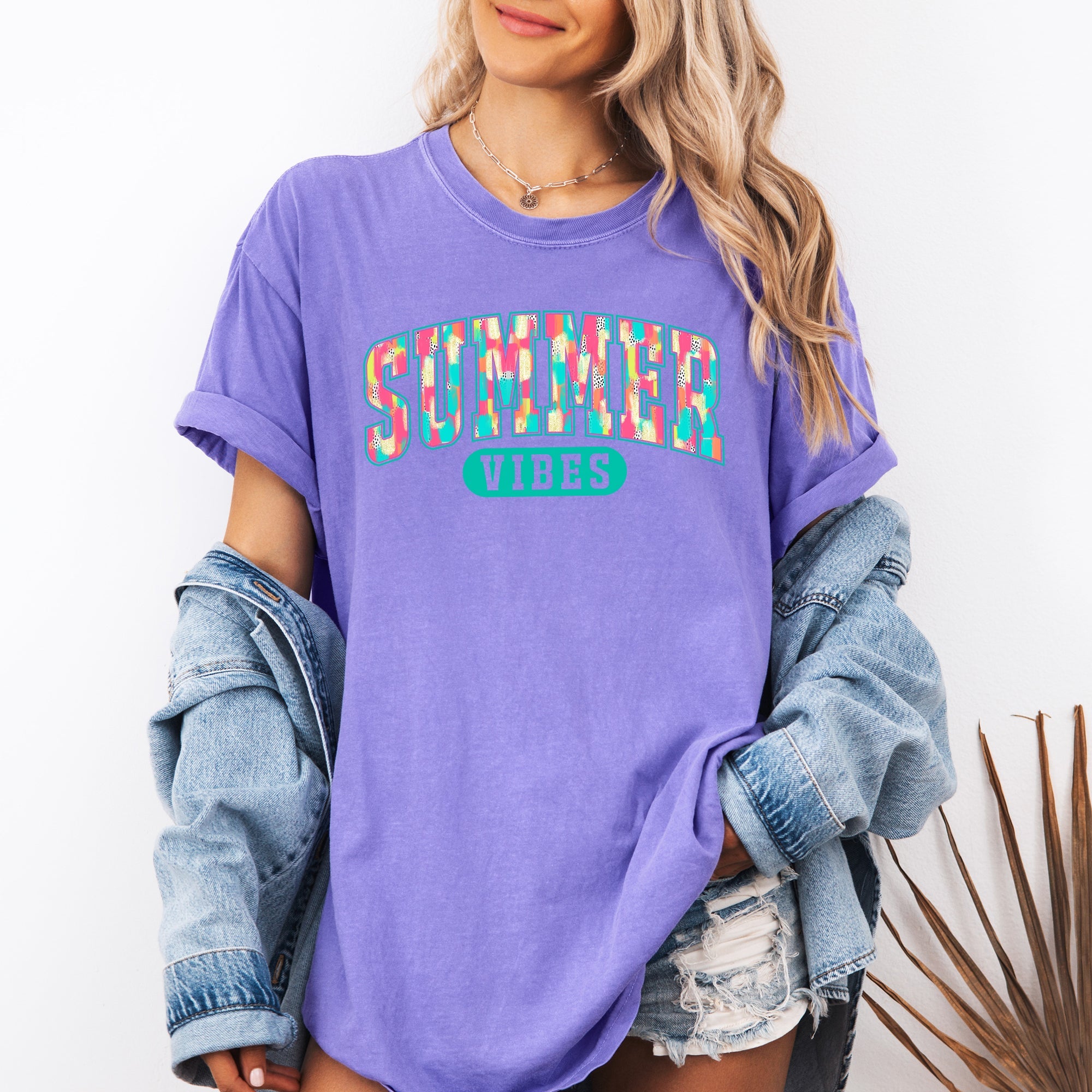 Summer Vibes Varsity Retro Beach Lifestyle Collection For Sunny Days Comfort Colors Tee