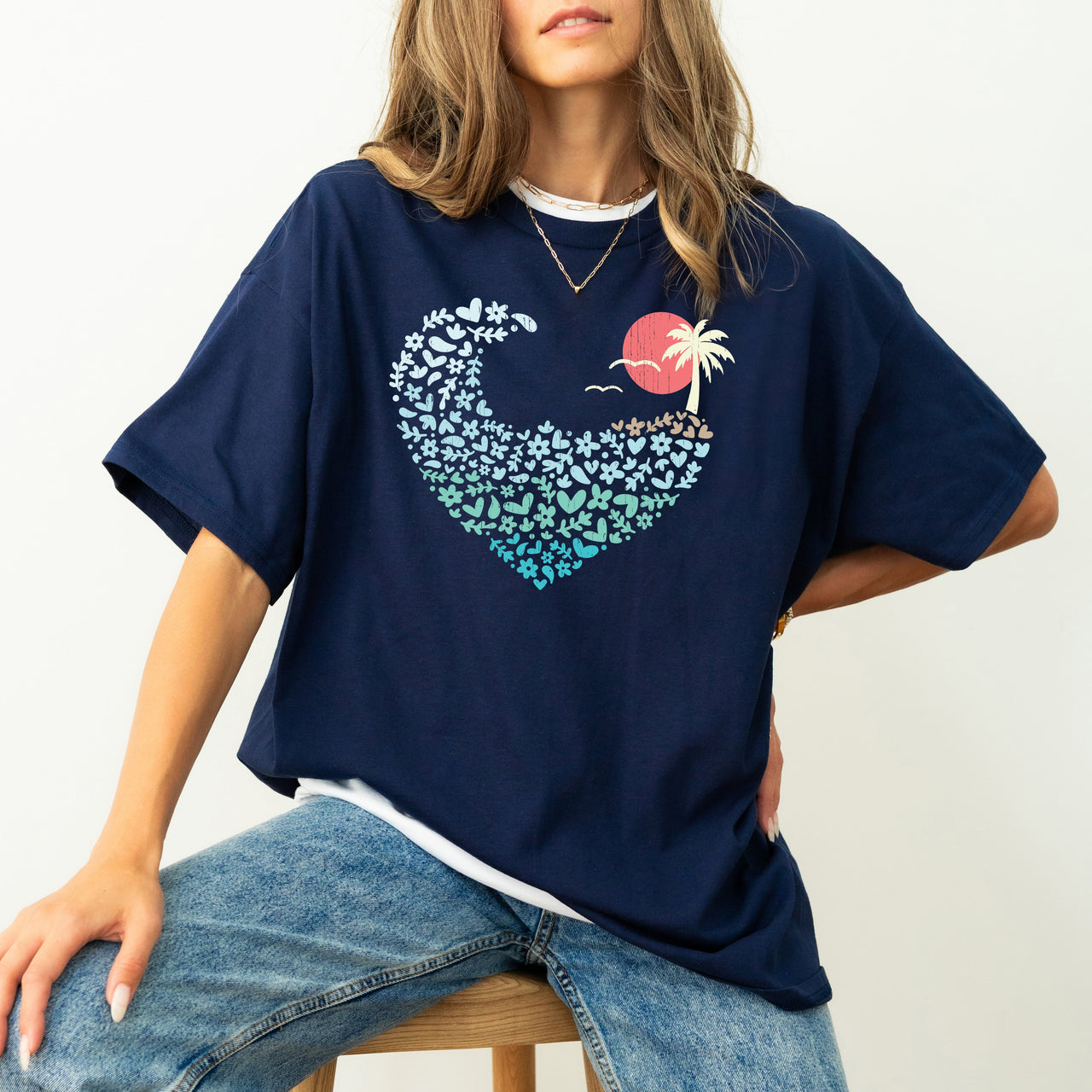 Summer Wave Heart Sunset Beach Vibes Hot Girl Summer Vacation Comfort Colors Tee