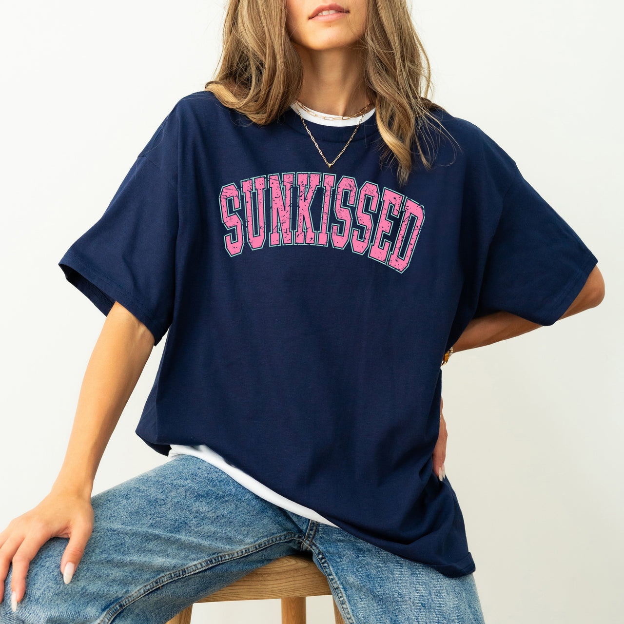 Sunkissed Summer Varsity Beach Wear Hot Girl Summer Pink Sunset Vibes Comfort Colors Tee