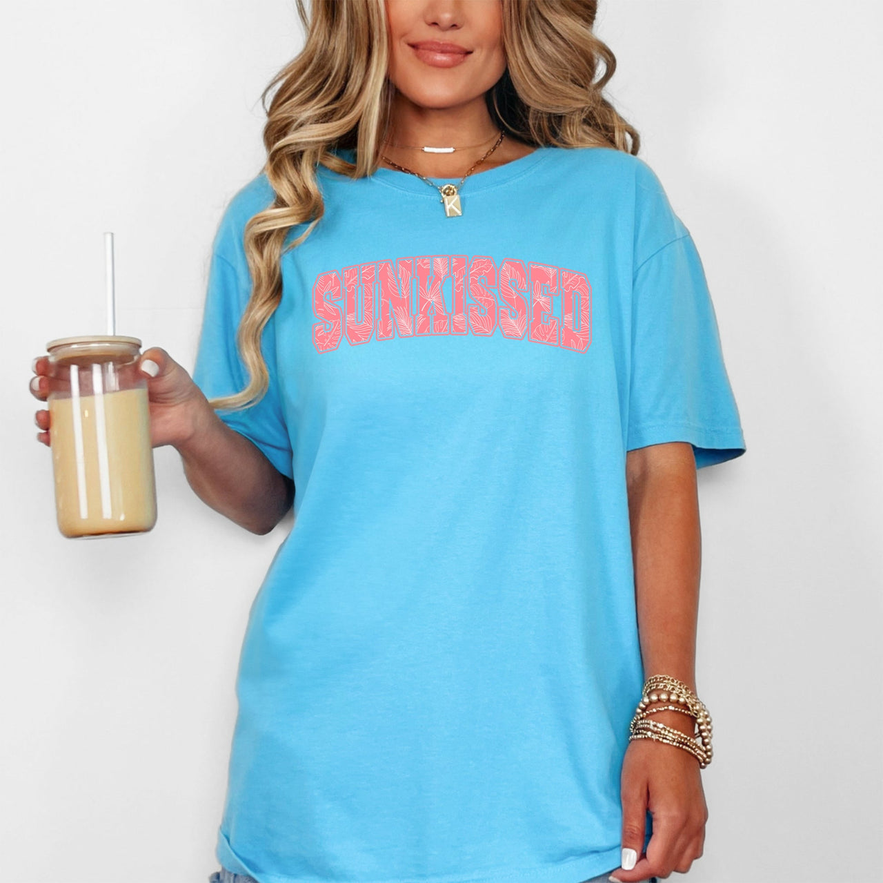 Sunkissed Varsity Retro Palm Trees Summer Summertime Beach Print Comfort Colors Tee