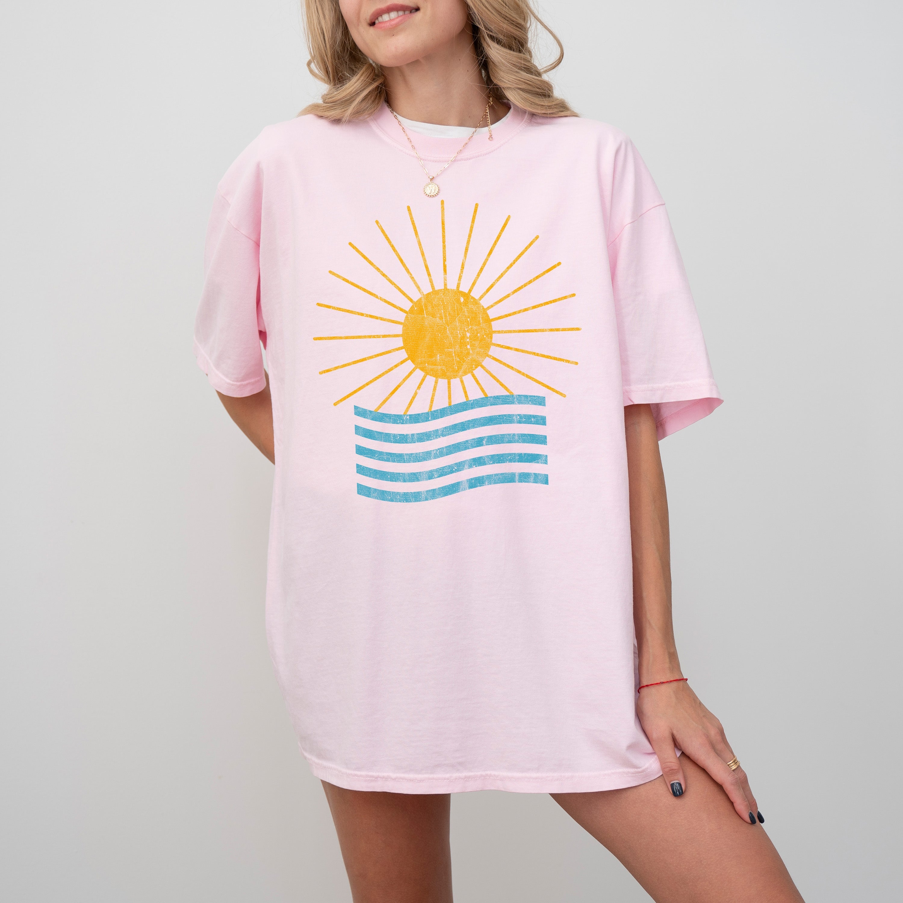 Sunny Beach Waves Summer Vibes Vacation Mykonos Hot Girl Summer Comfort Colors Tee