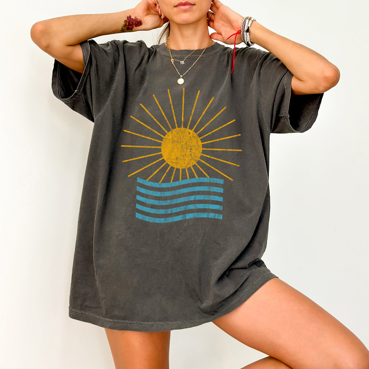 Sunny Beach Waves Summer Vibes Vacation Mykonos Hot Girl Summer Comfort Colors Tee
