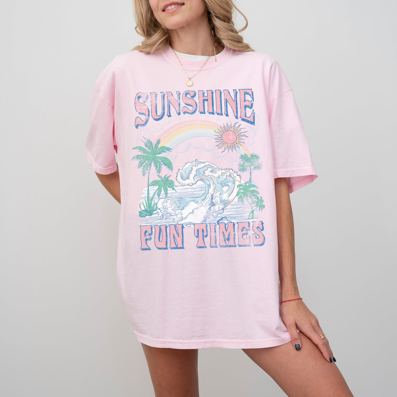 Sunshine Fun Times Beach Vibes Palm Tree Summer Vacation California Hot Girl Summer Comfort Colors Tee
