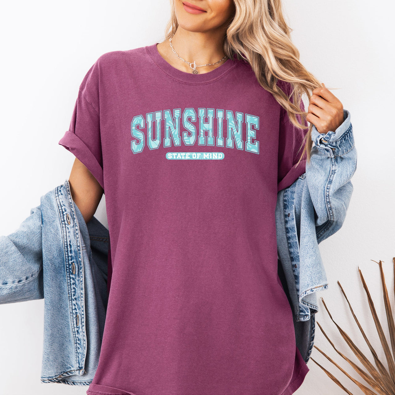 Sunshine State Of Mind Varsity Retro Palm Trees Summer Vibes Edition Comfort Colors Tee