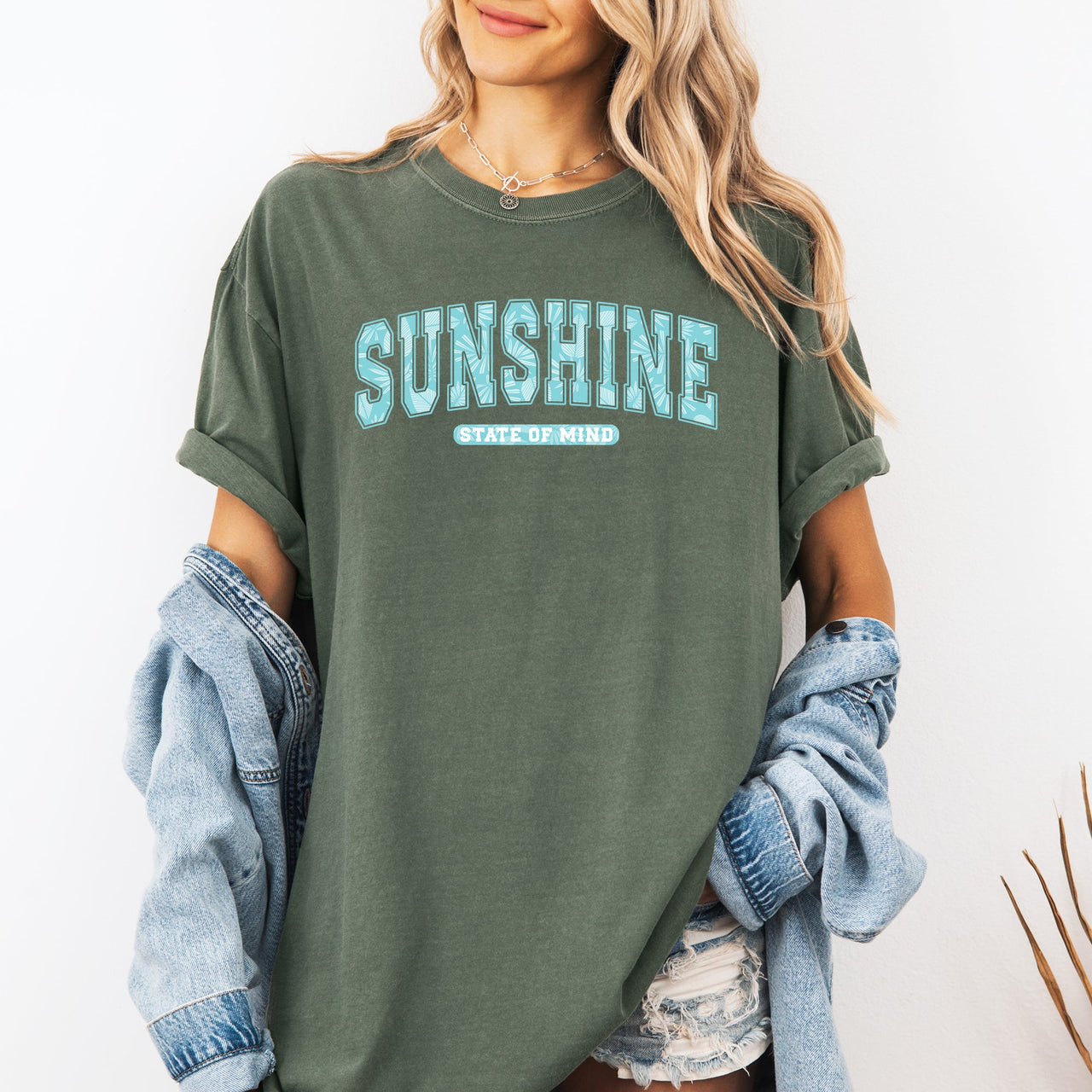 Sunshine State Of Mind Varsity Retro Palm Trees Summer Vibes Edition Comfort Colors Tee