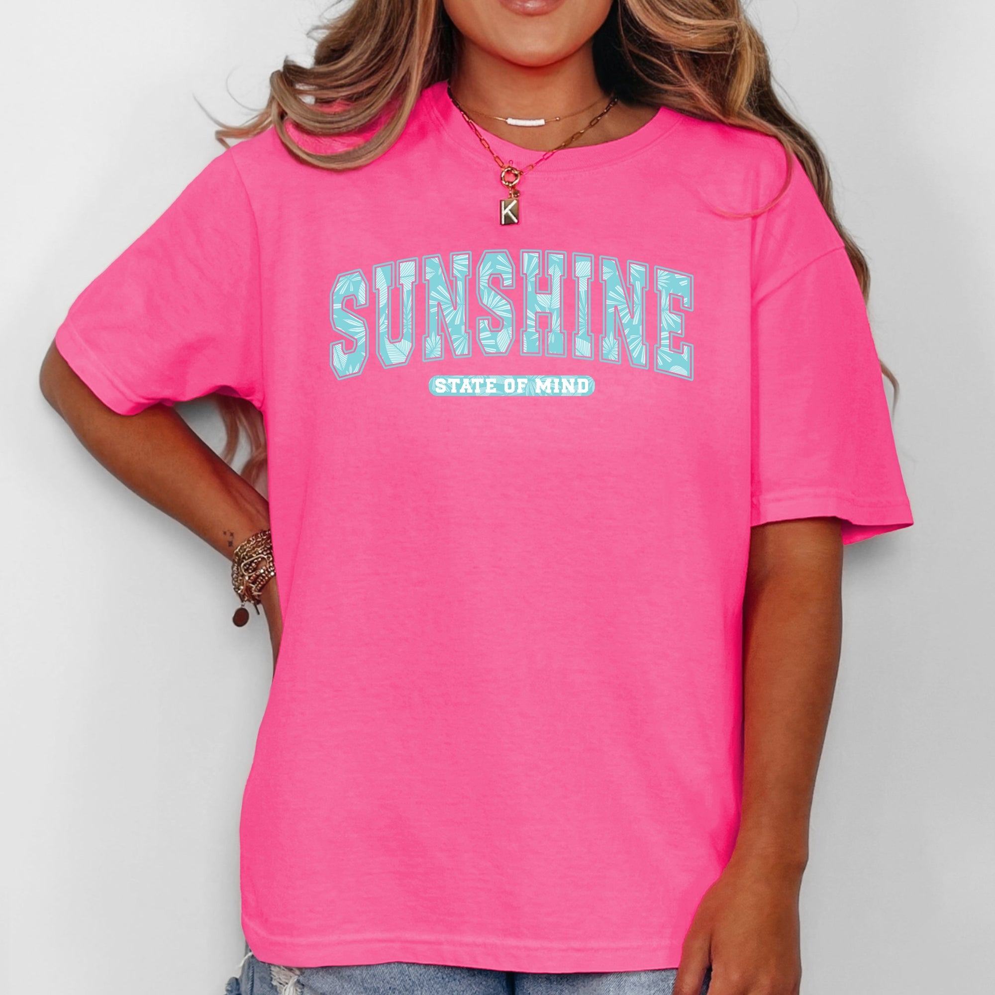 Sunshine State Of Mind Varsity Retro Palm Trees Summer Vibes Edition Comfort Colors Tee