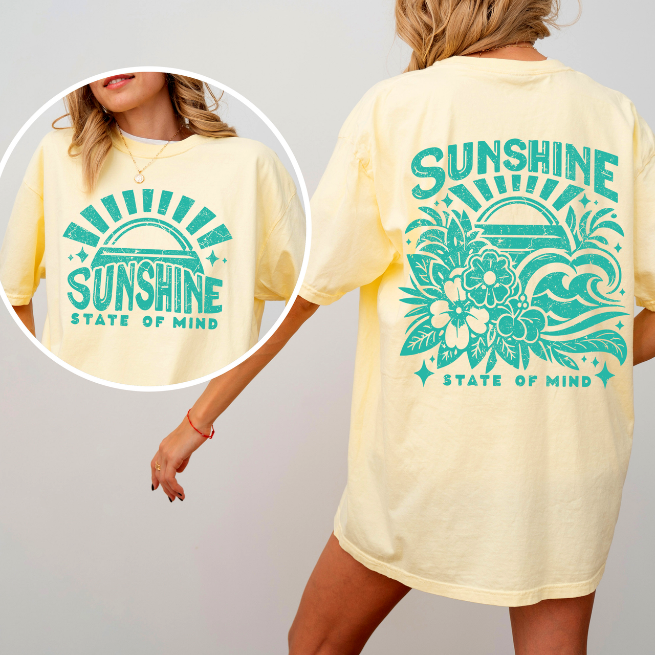 Sunshine State Of Mind Retro Beach Summer Front And Back Edition For Sunny Day Getaways Comfort Colors Tee