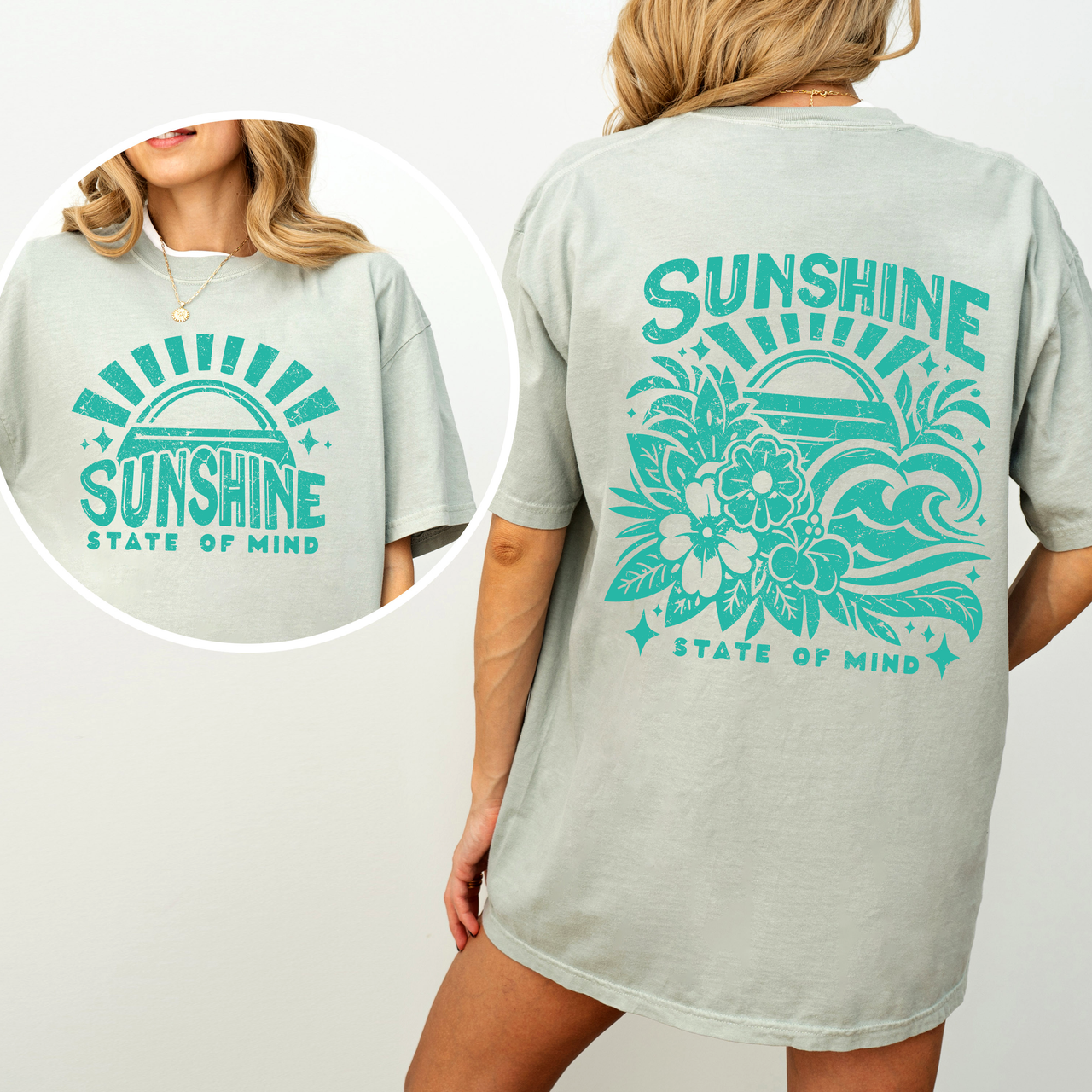 Sunshine State Of Mind Retro Beach Summer Front And Back Edition For Sunny Day Getaways Comfort Colors Tee