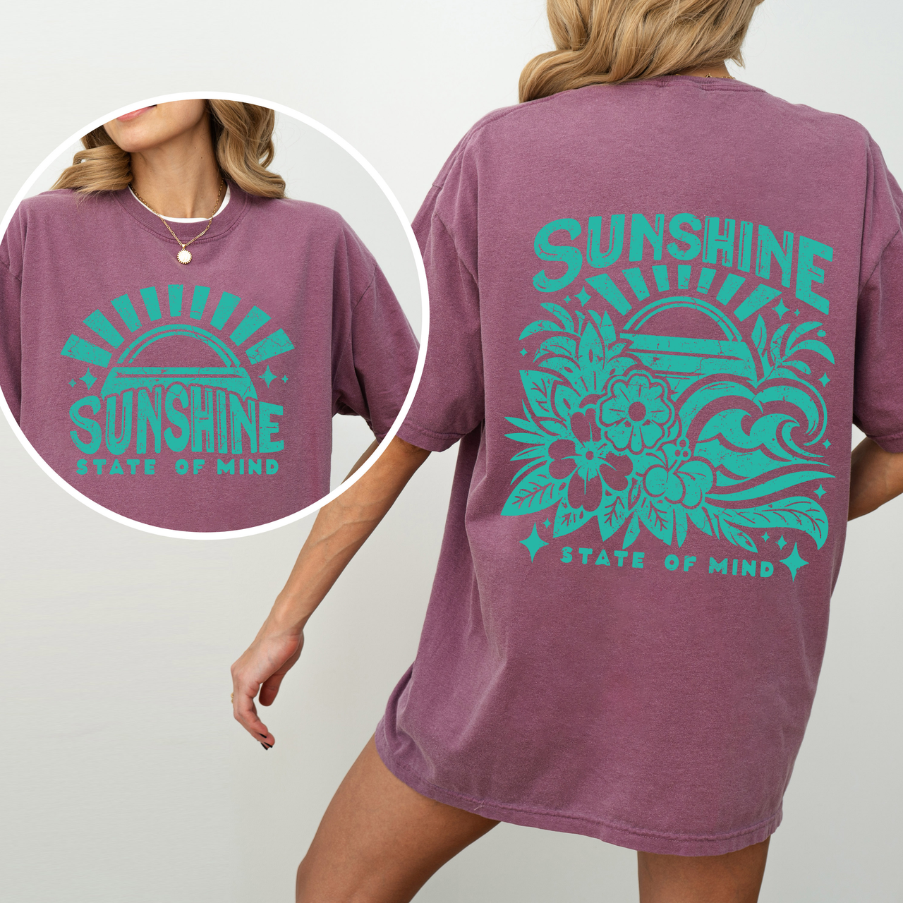 Sunshine State Of Mind Retro Beach Summer Front And Back Edition For Sunny Day Getaways Comfort Colors Tee