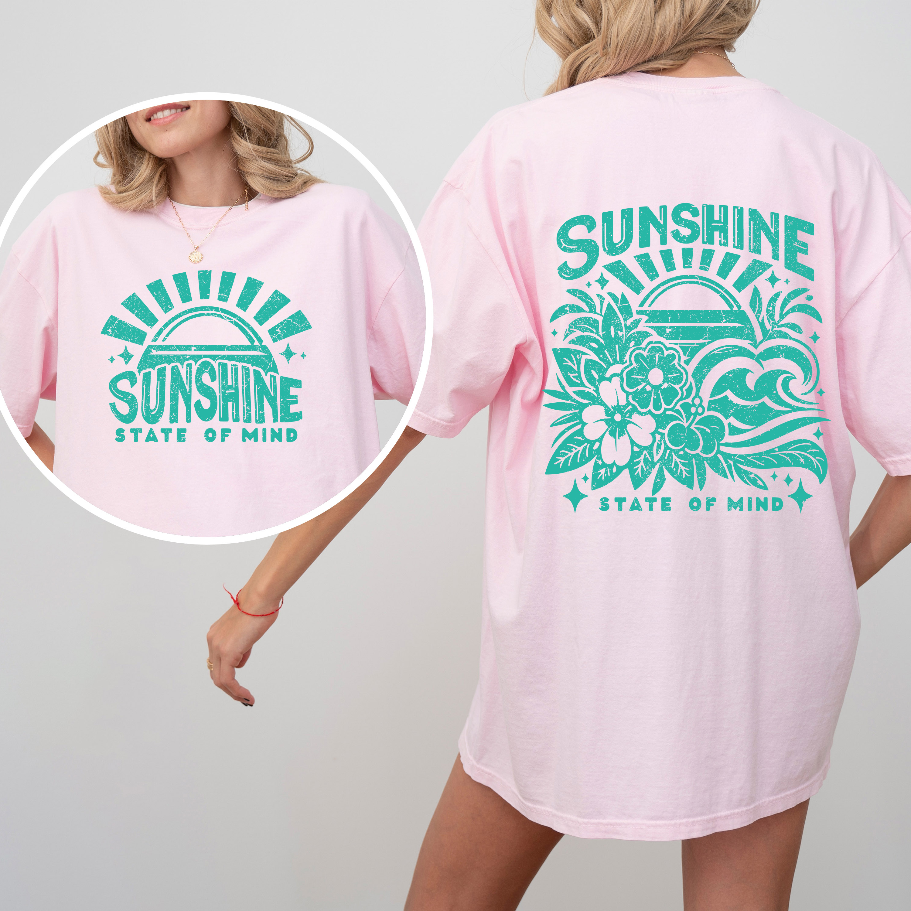 Sunshine State Of Mind Retro Beach Summer Front And Back Edition For Sunny Day Getaways Comfort Colors Tee
