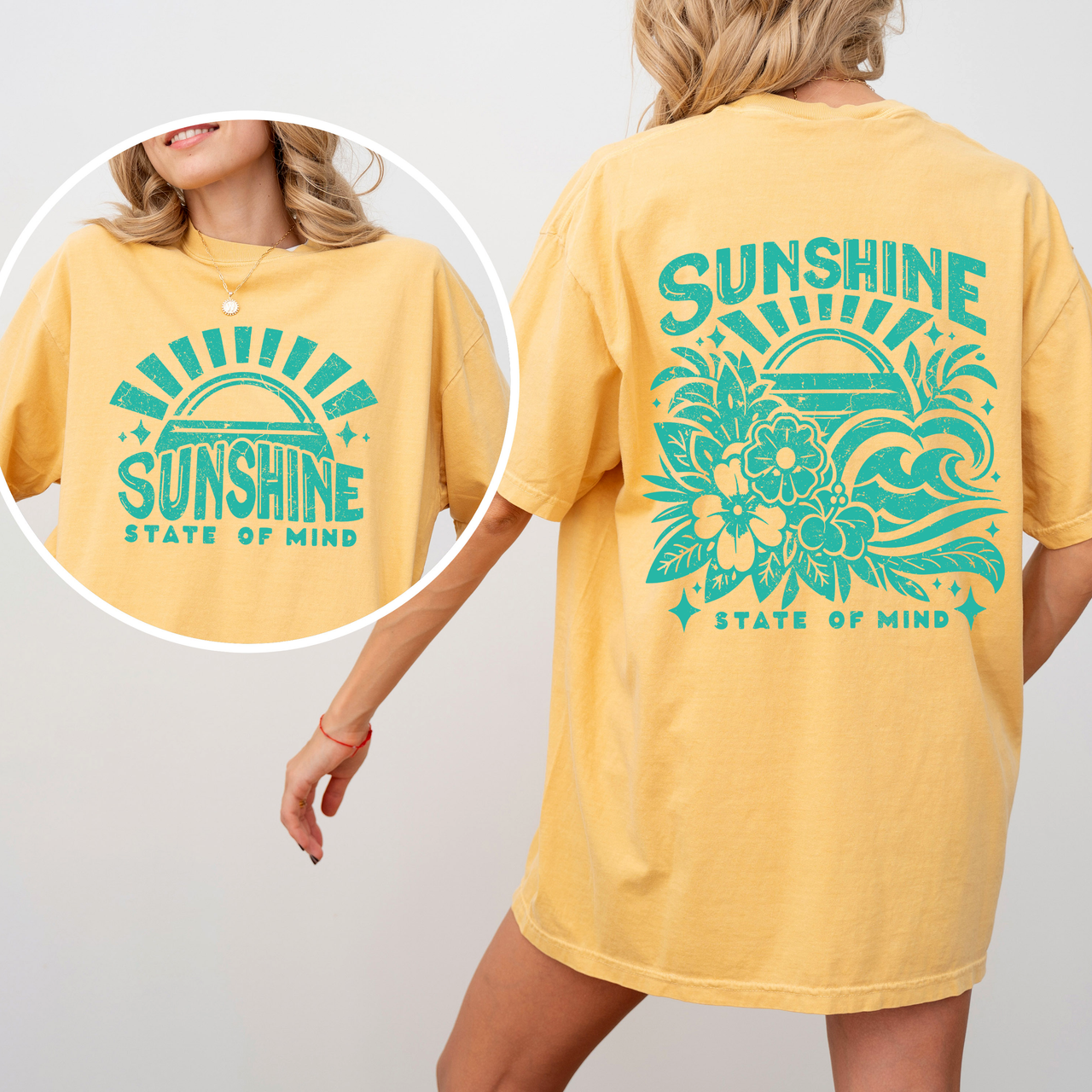 Sunshine State Of Mind Retro Beach Summer Front And Back Edition For Sunny Day Getaways Comfort Colors Tee