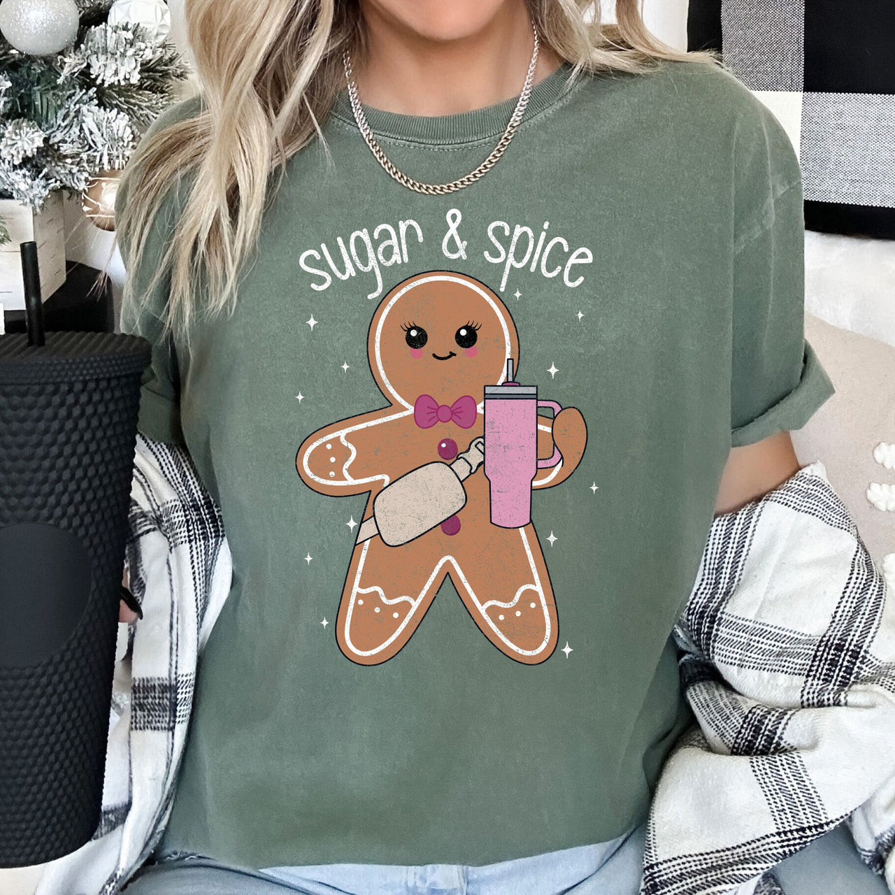 Sugar And Spice Gingerbread Man Stanley Christmas Holiday Classic Comfort Colors Tee