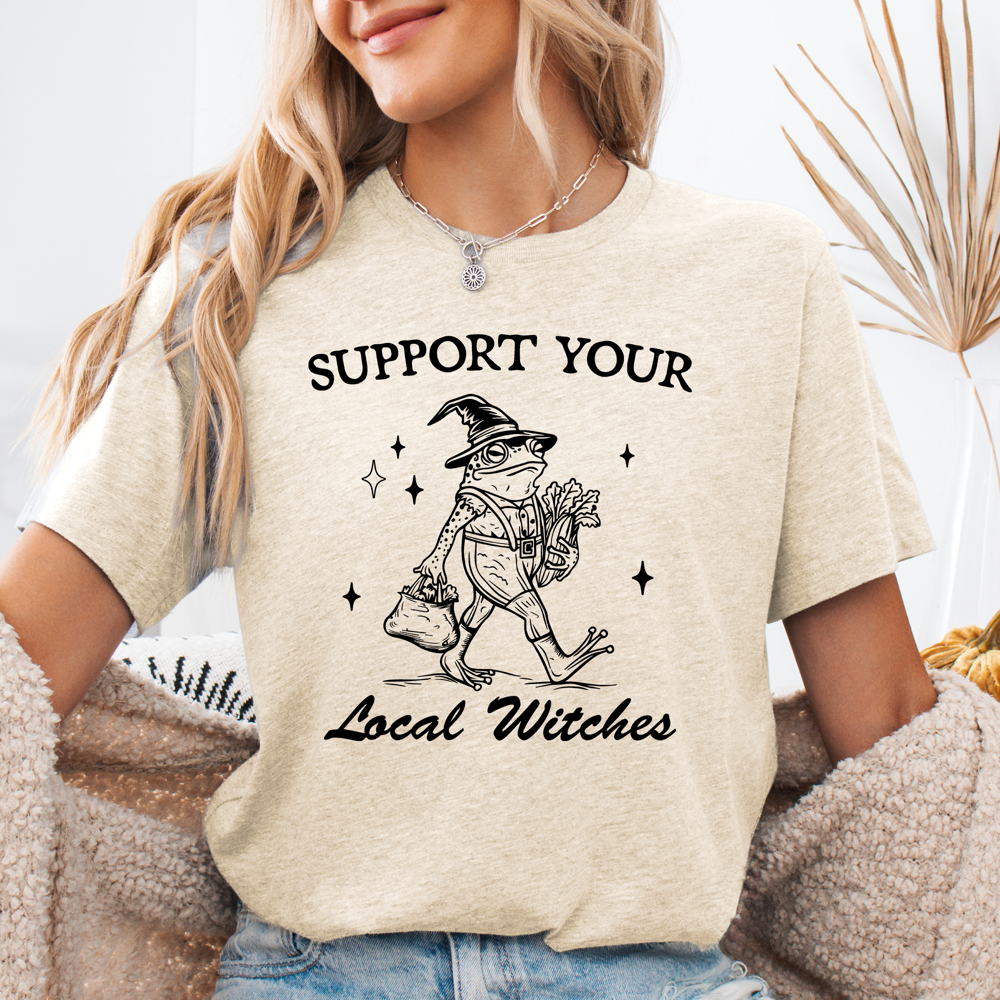 Support Your Local Witches Frog Halloween Witchy Spooky Season Edition Graphic Tee