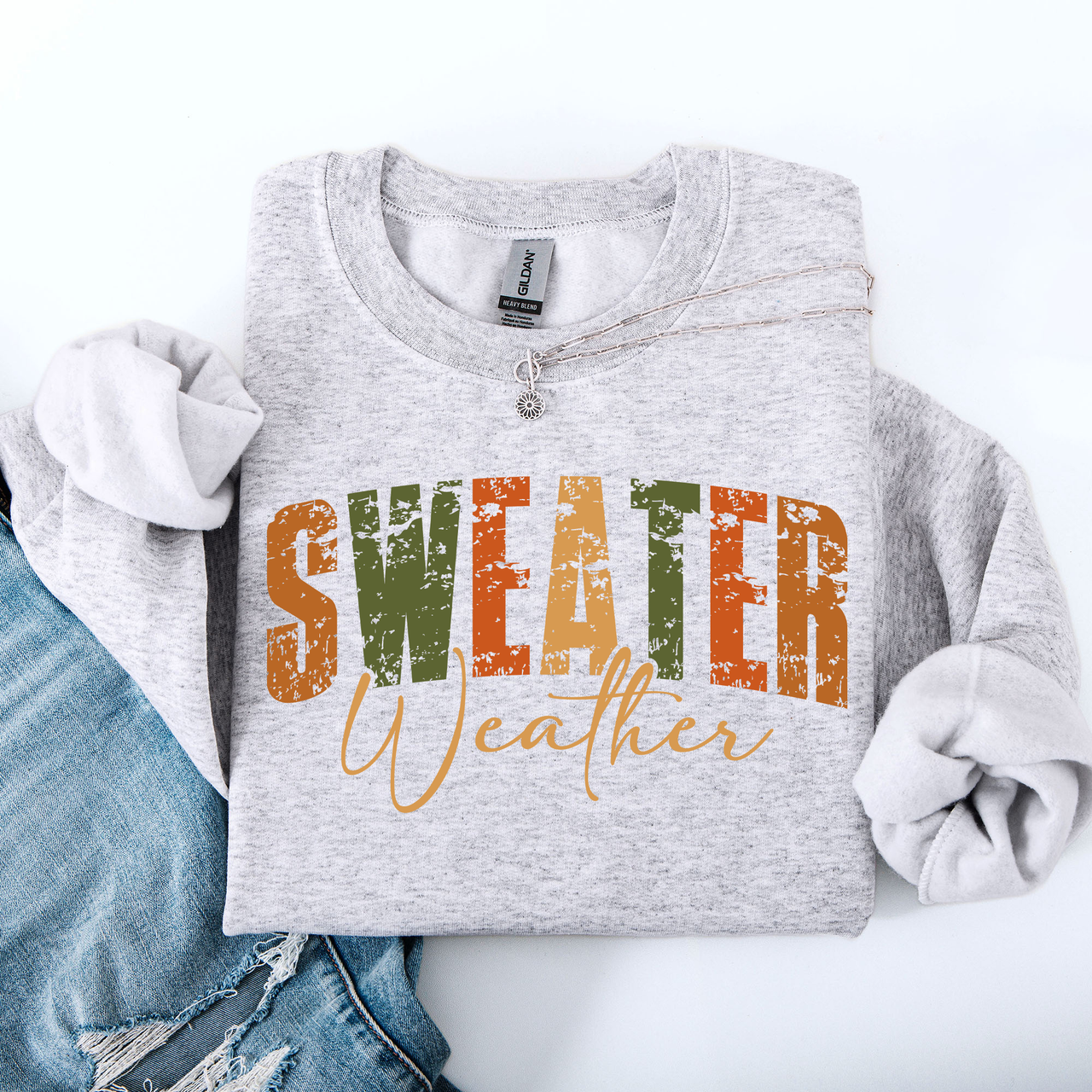Sweater Weather Fall Retro Varsity Autumn Pumpkin Floral Cozy Floral Theme Sweatshirt