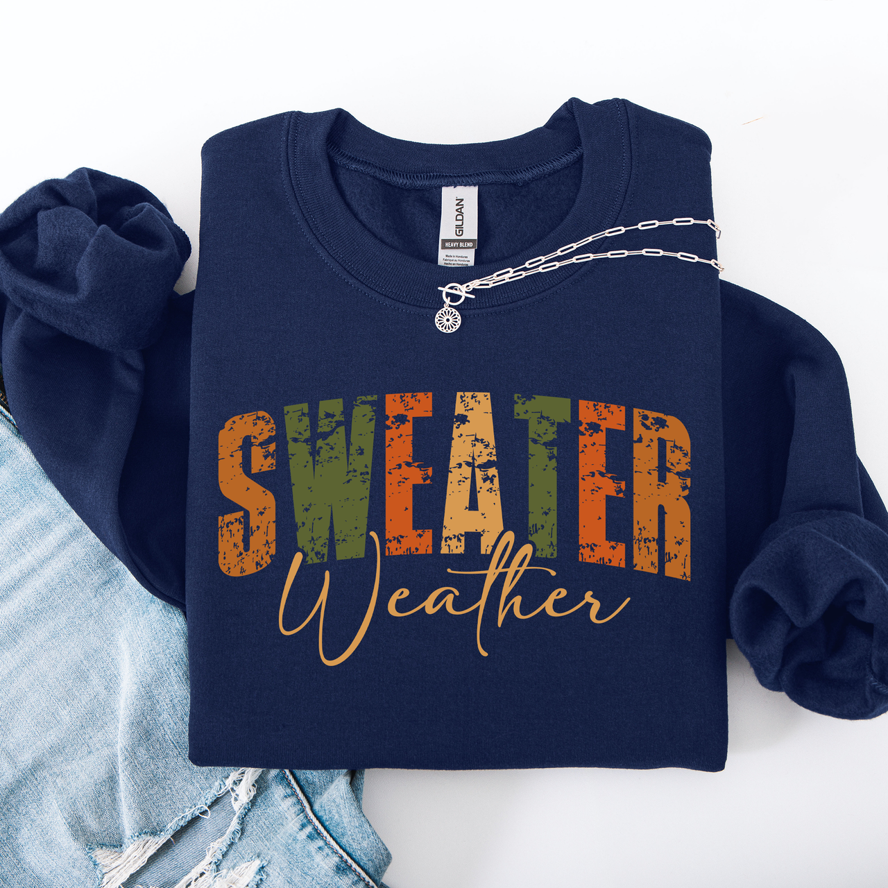 Sweater Weather Fall Retro Varsity Autumn Pumpkin Floral Cozy Floral Theme Sweatshirt