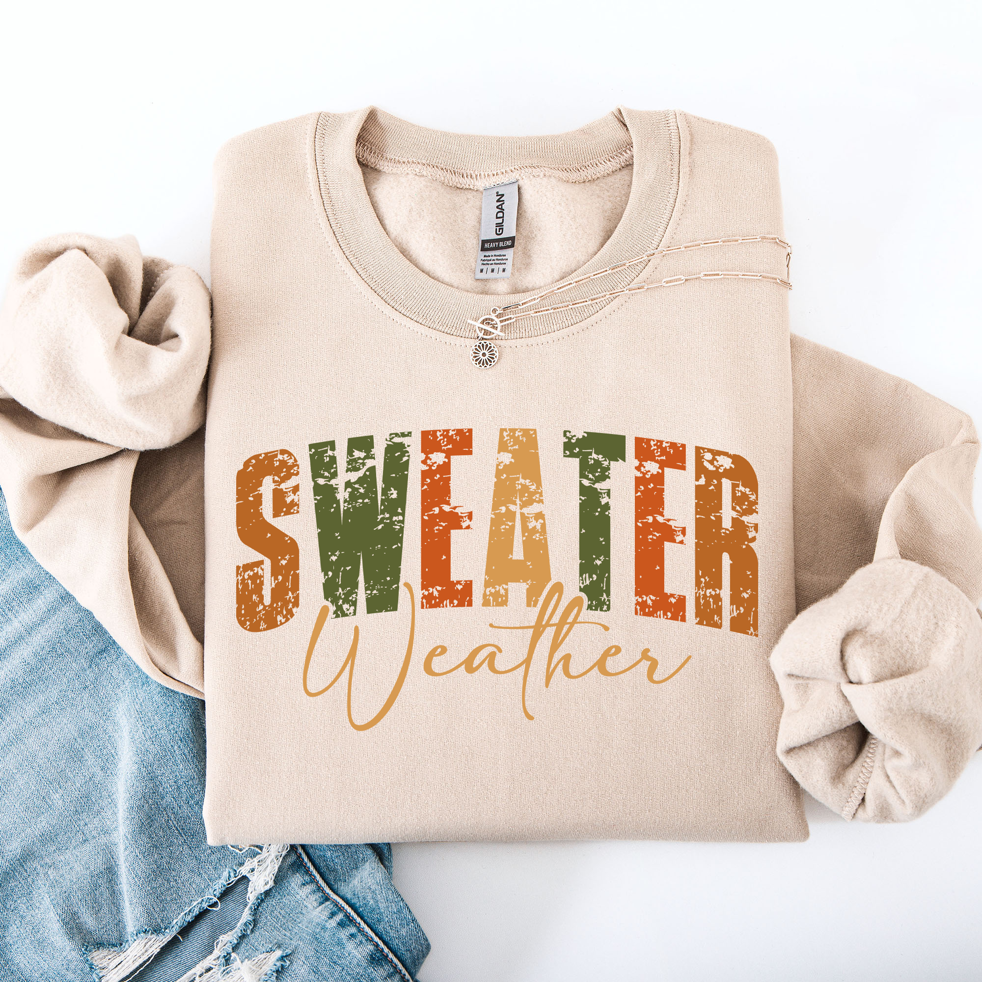 Sweater Weather Fall Retro Varsity Autumn Pumpkin Floral Cozy Floral Theme Sweatshirt
