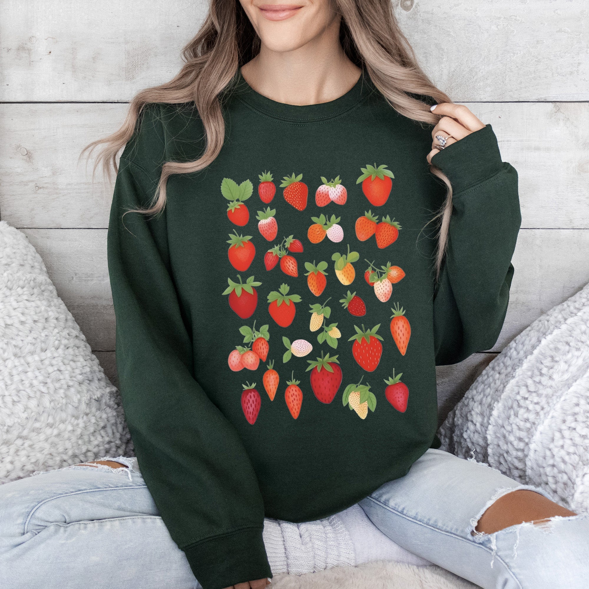Sweet Strawberry Delight, Juicy Fruit, Berry Sweatshirt