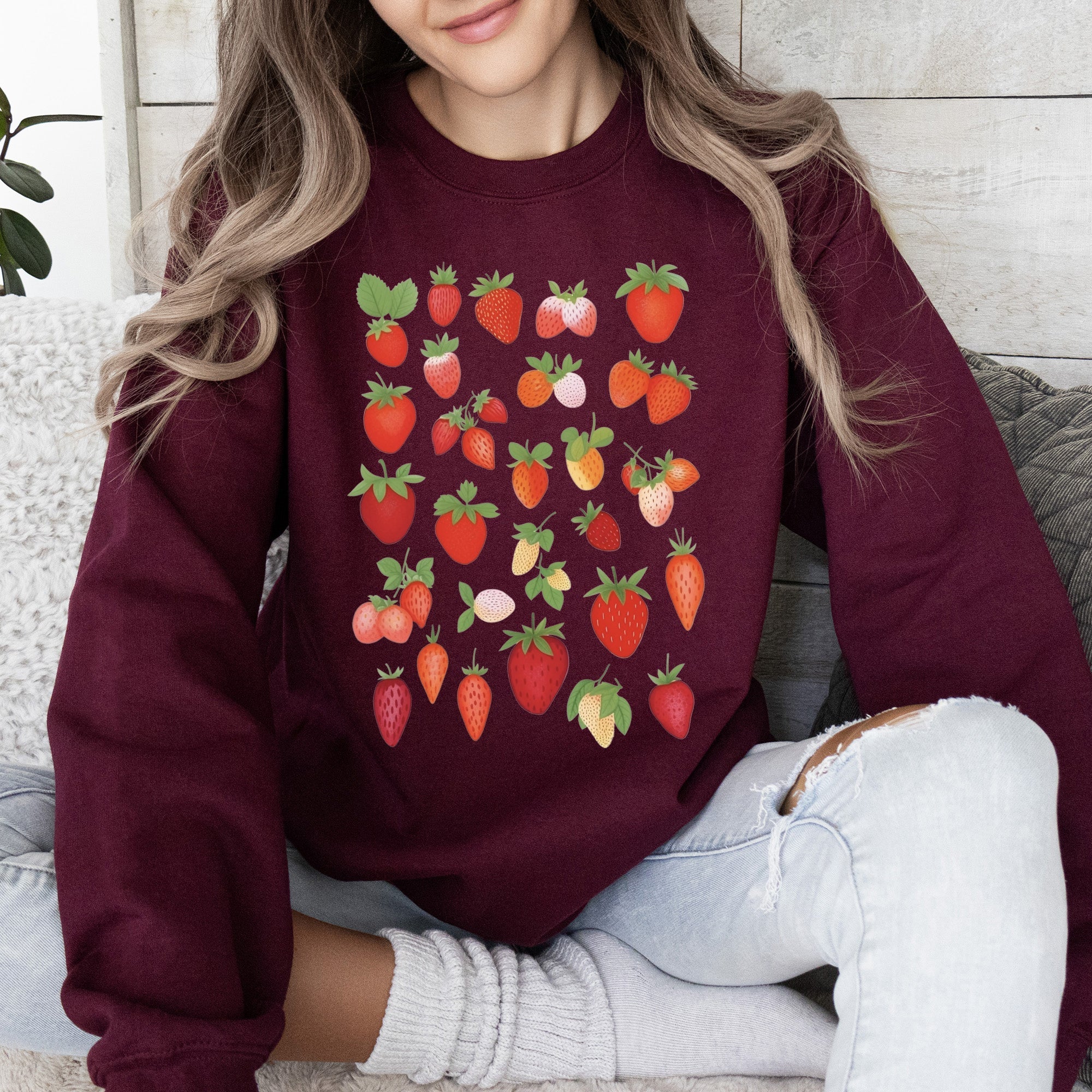 Sweet Strawberry Delight, Juicy Fruit, Berry Sweatshirt