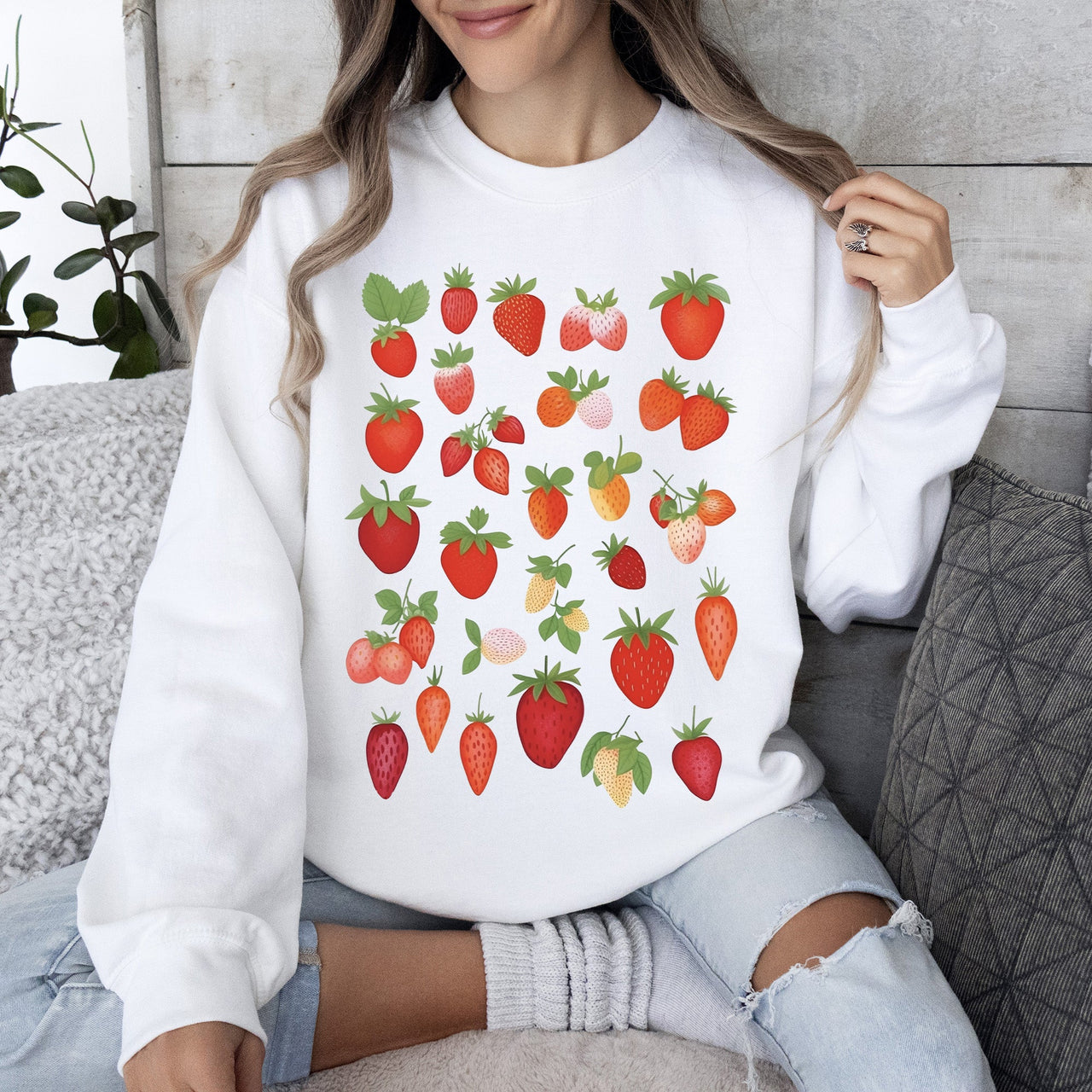 Sweet Strawberry Delight, Juicy Fruit, Berry Sweatshirt