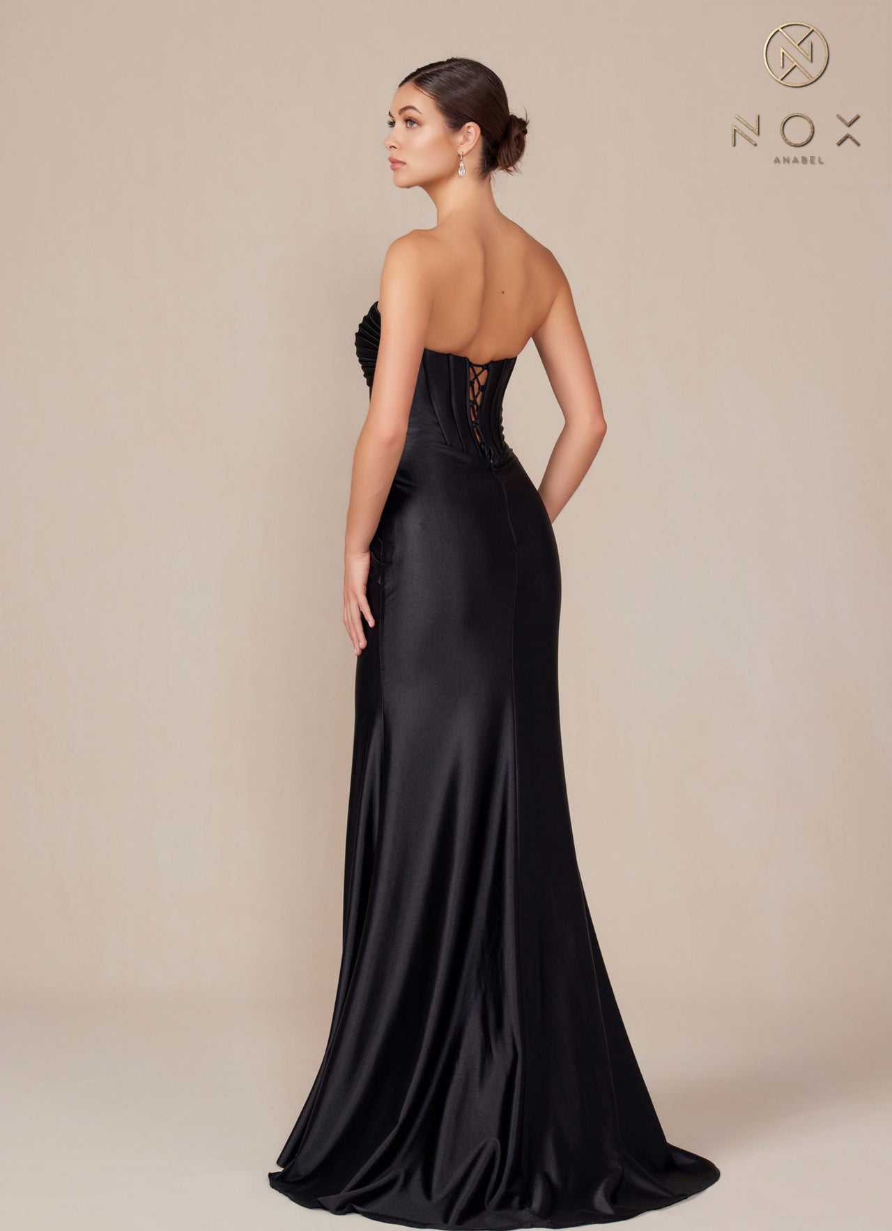 Nox Anabel T1500 Dress Satin Strapless Floor Length Keyhole Bodice