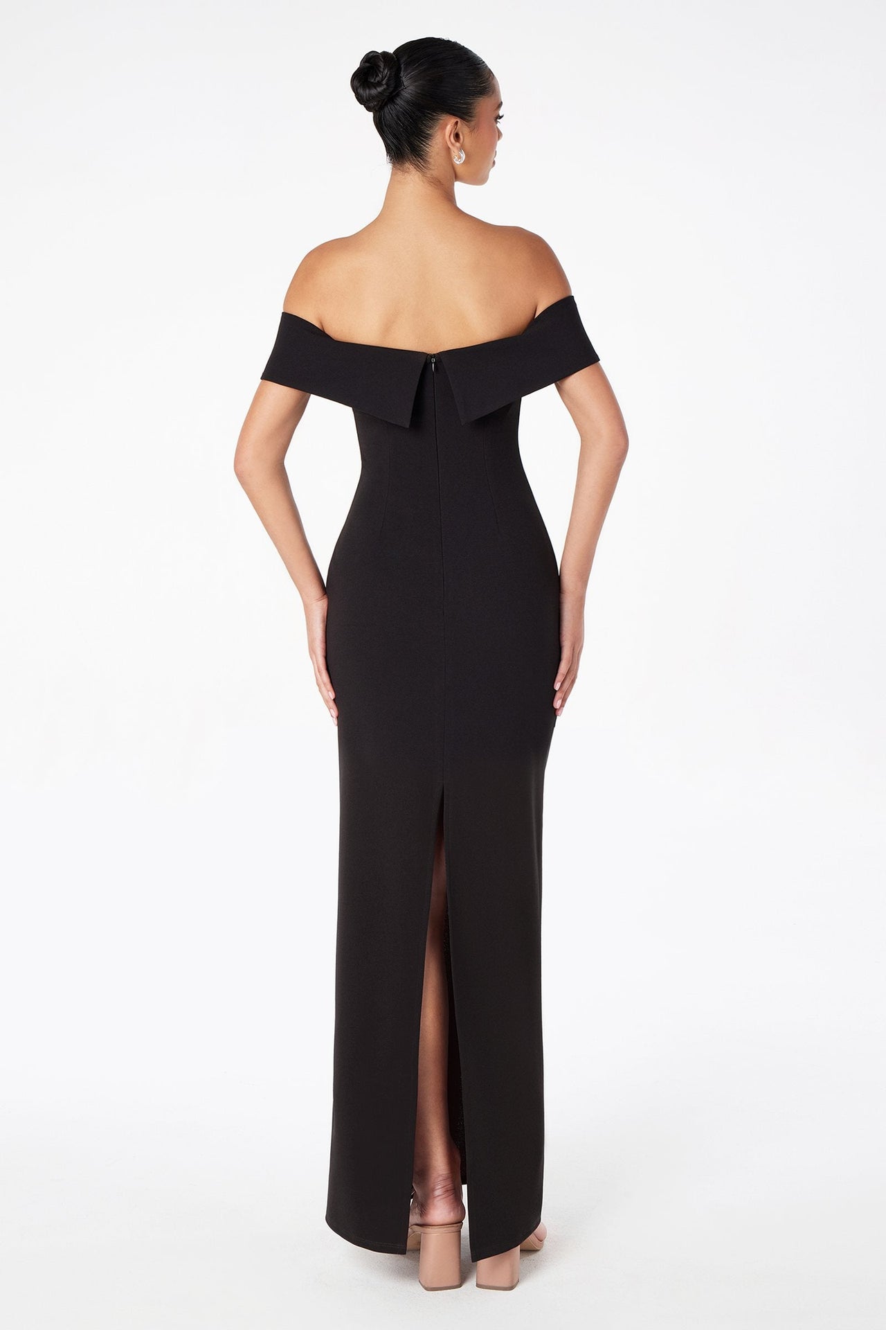 Astee T2011 Off the Shoulder Fitted Evening Gown Back Slit