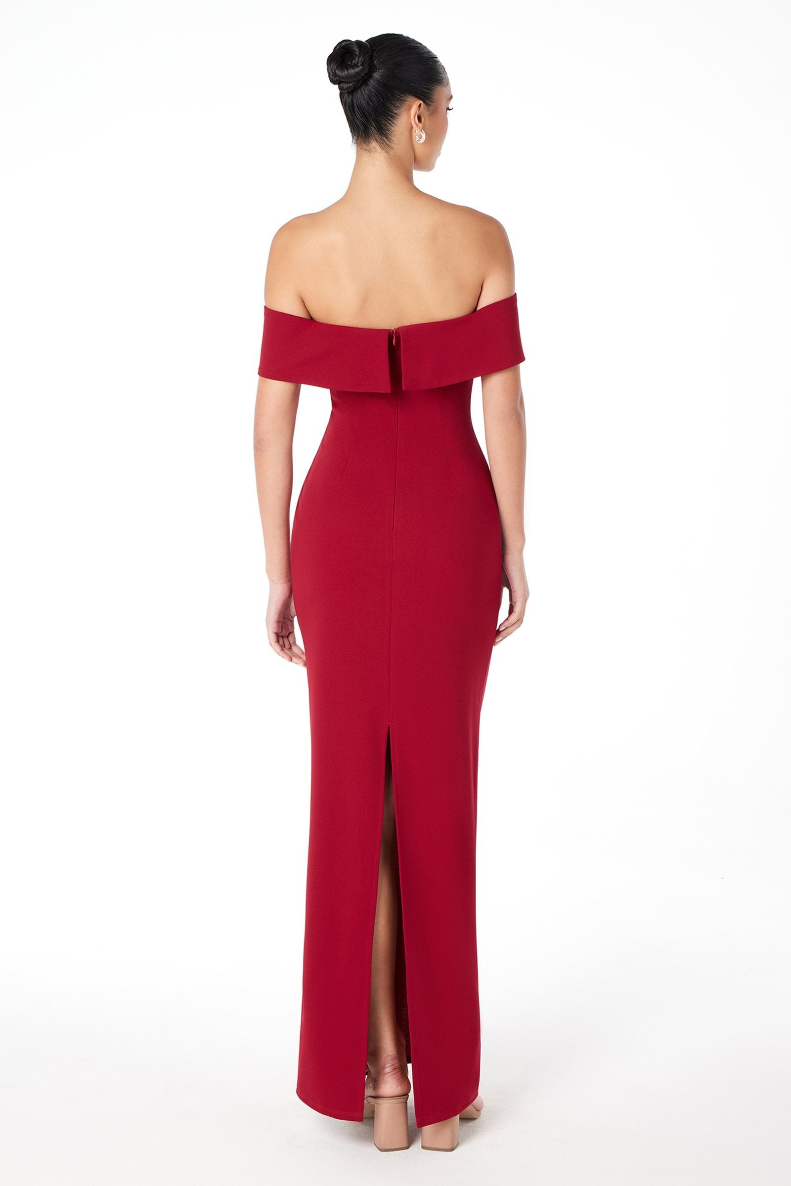 Astee T2011 Off the Shoulder Fitted Evening Gown Back Slit