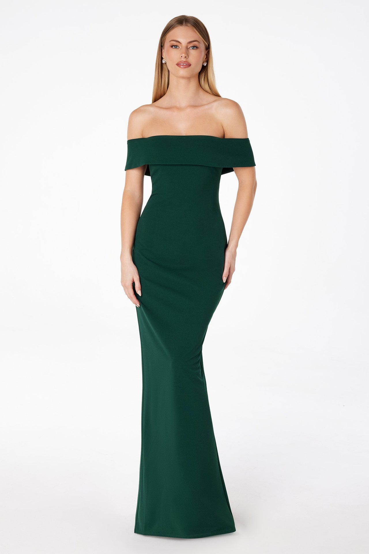 Astee T2011 Off the Shoulder Fitted Evening Gown Back Slit