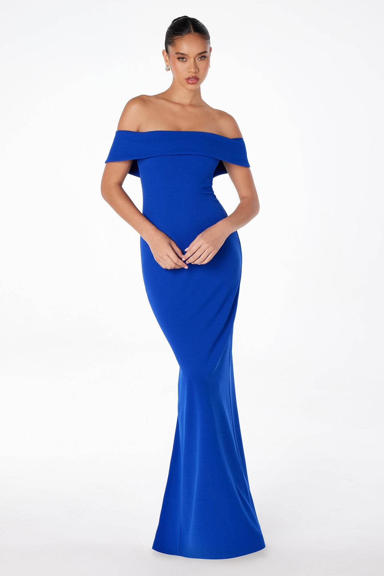 Astee T2011 Off the Shoulder Fitted Evening Gown Back Slit