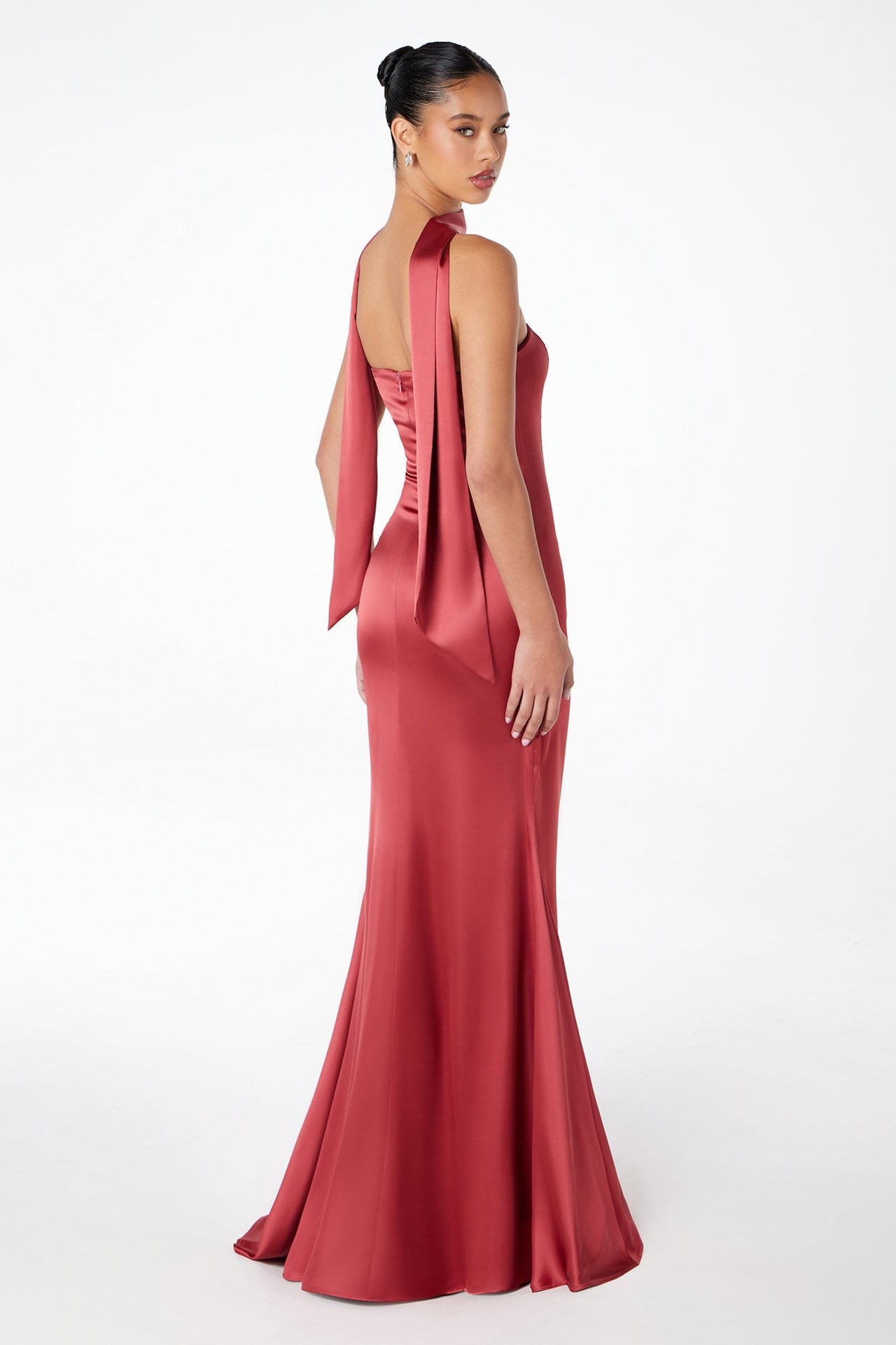 Astee T2012 Strapless Fitted Mermaid Gown with Scarf