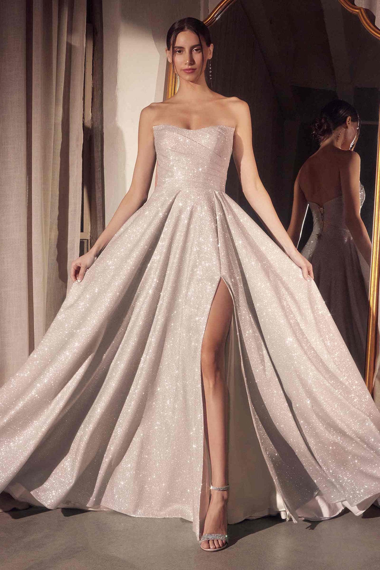 Ladivine Amoris T701 Strapless Glitter A-Line Gown