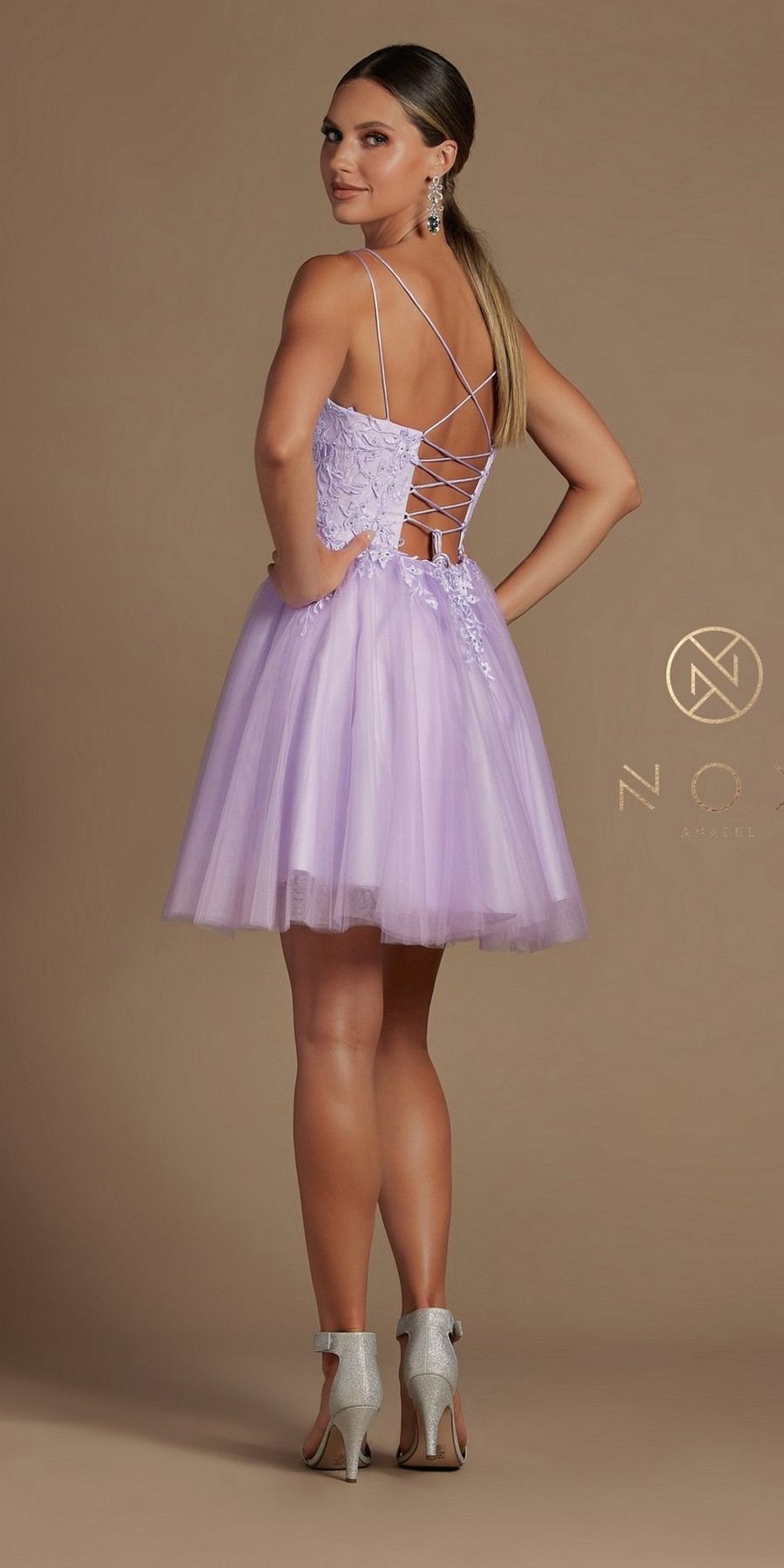 Nox Anabel T718 Short A-Line Corset Back Baby Doll Dress Tulle Skirt