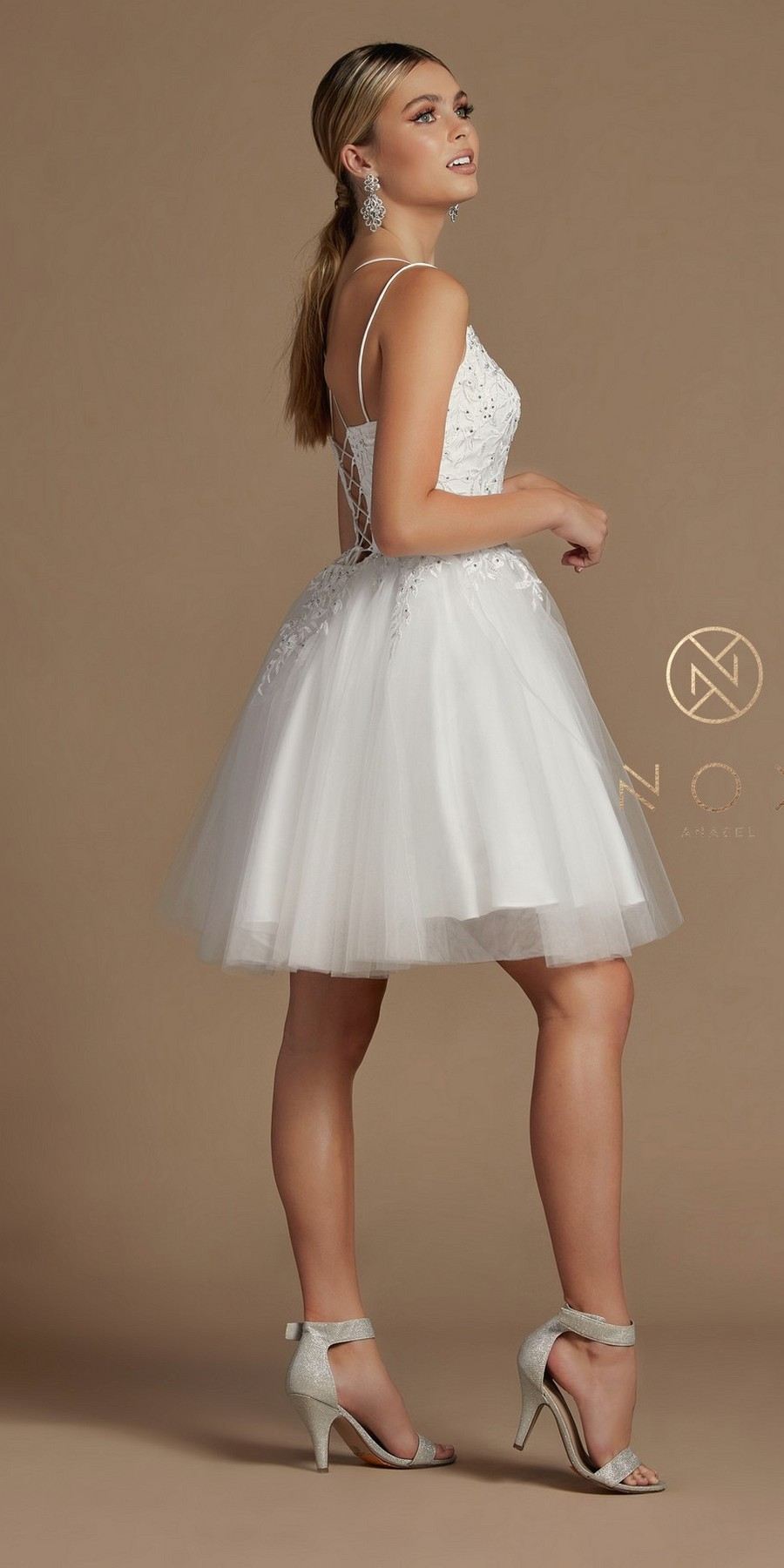 Nox Anabel T718 Short A-Line Corset Back Baby Doll Dress Tulle Skirt