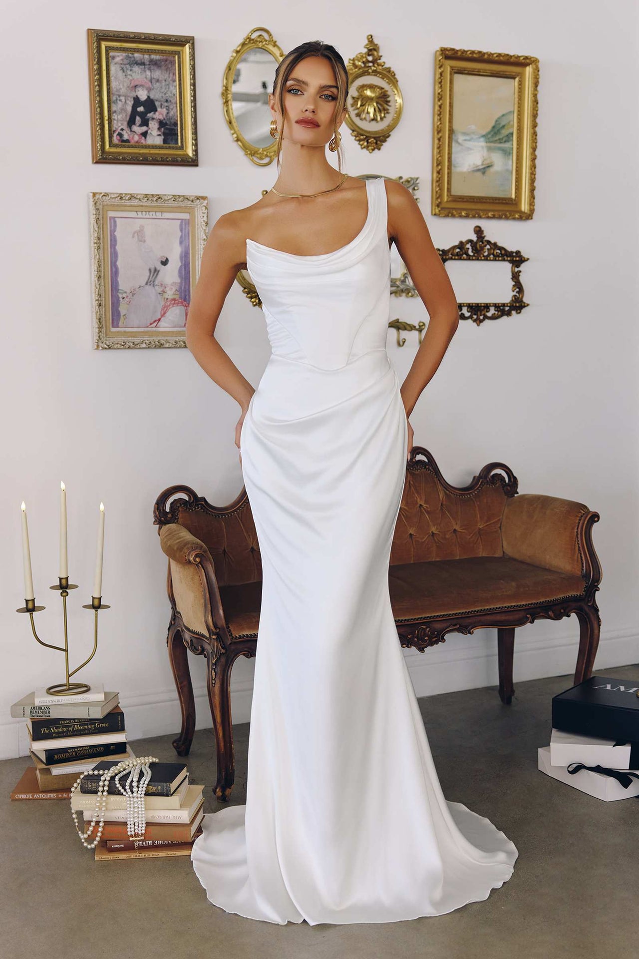 Amoris T727W One Shoulder Fitted Stretch Satin Mermaid Bridal Dress