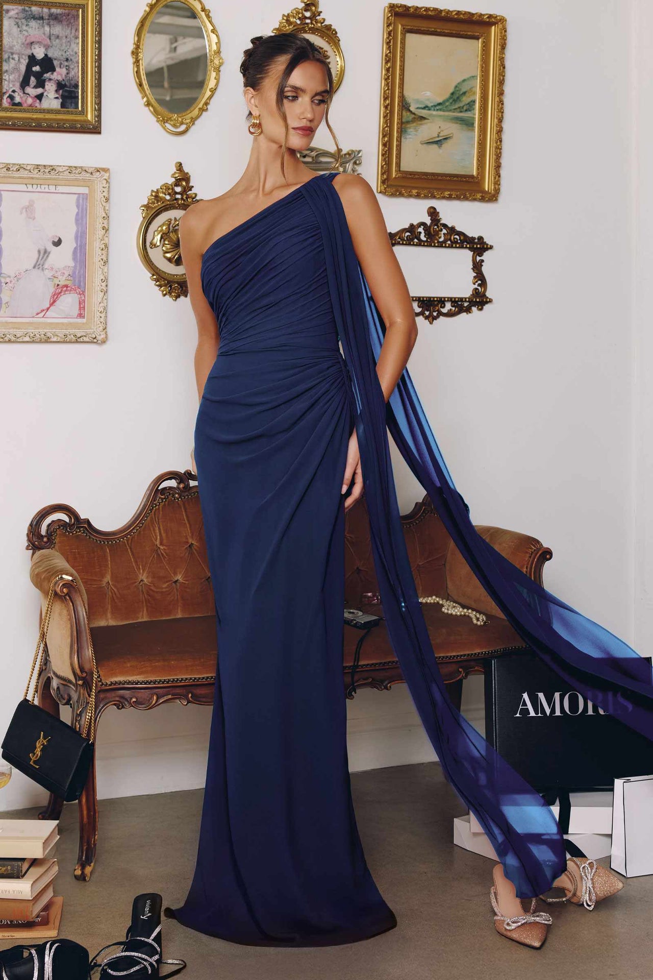 Amoris T730 One Shoulder Chiffon Formal Gown