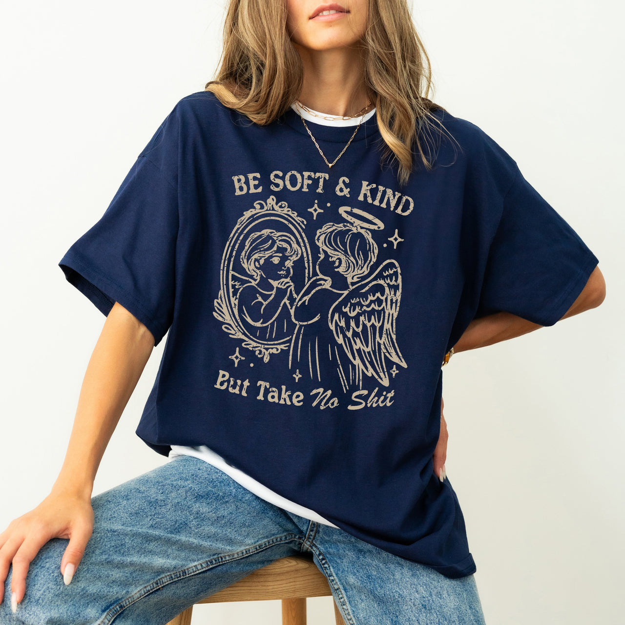 Take No Shit Angel Be Kind Meme Quote Bold Attitude Statement For Everyday Wear And Confidence Comfort Colors Tee